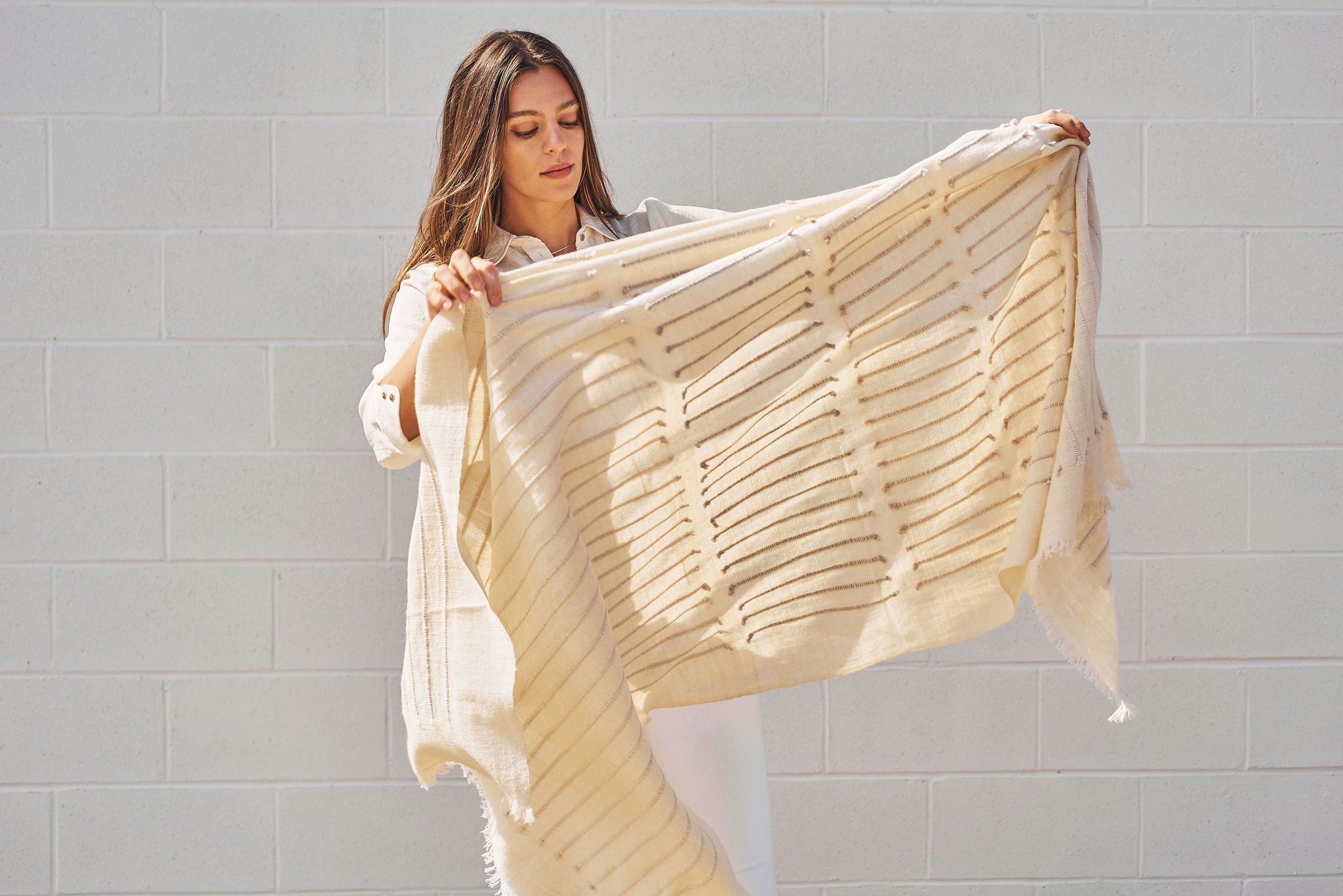 Chalk Merino Throw Blanket