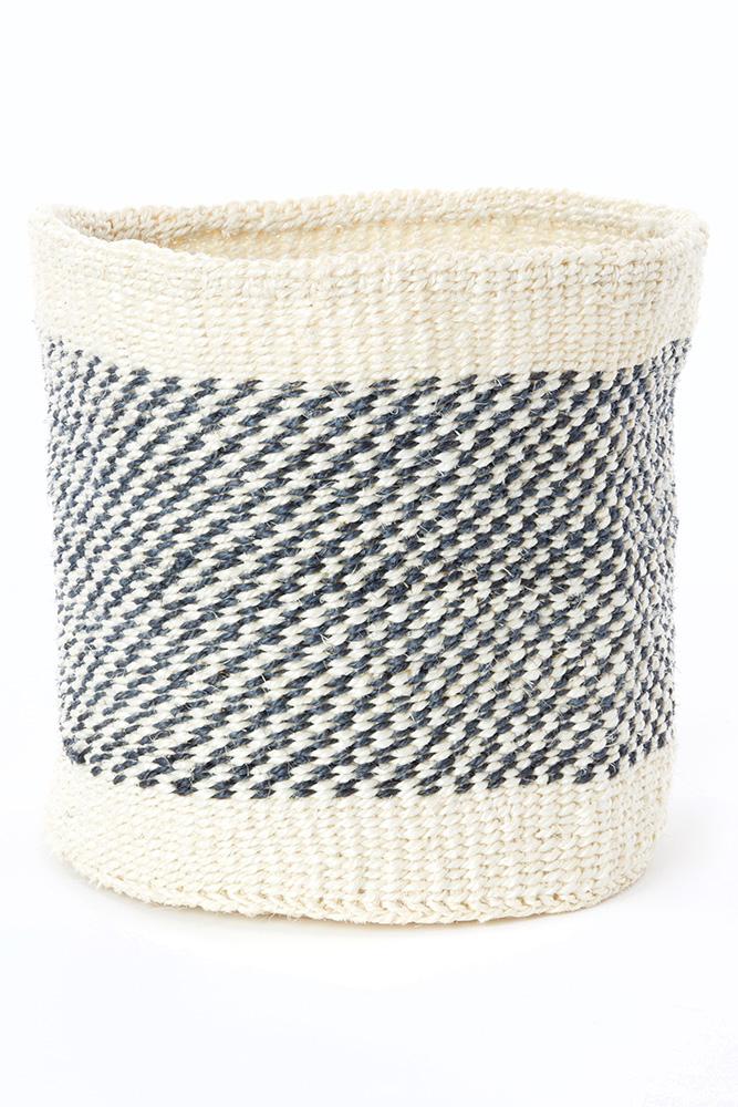 Charcoal and Cream Twill Sisal Nesting Baskets