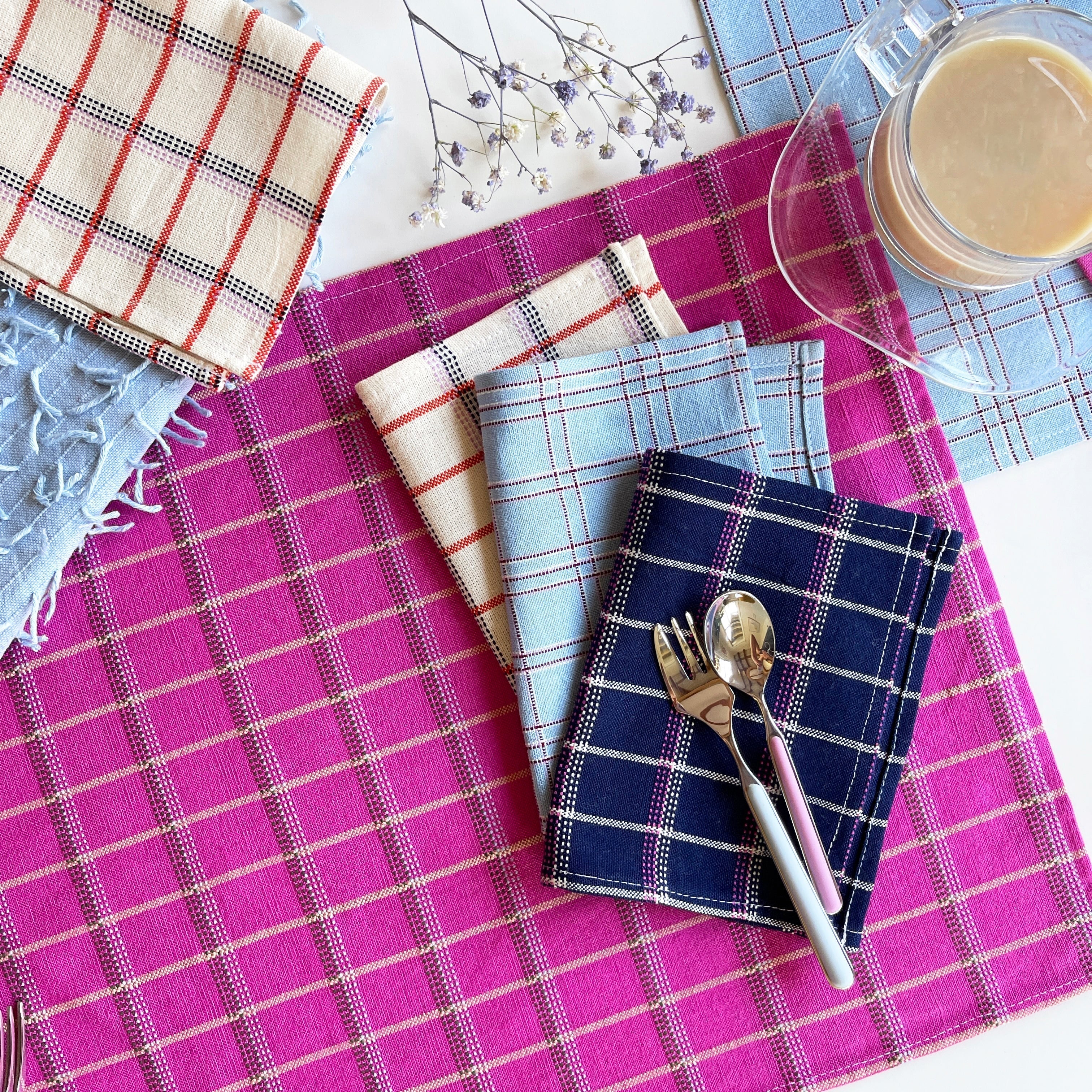 Chiapas Plaid Cocktail Napkin Set