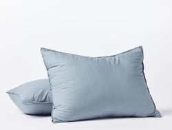 Crinkled Percale Sham Shams Coyuchi Steel Blue 