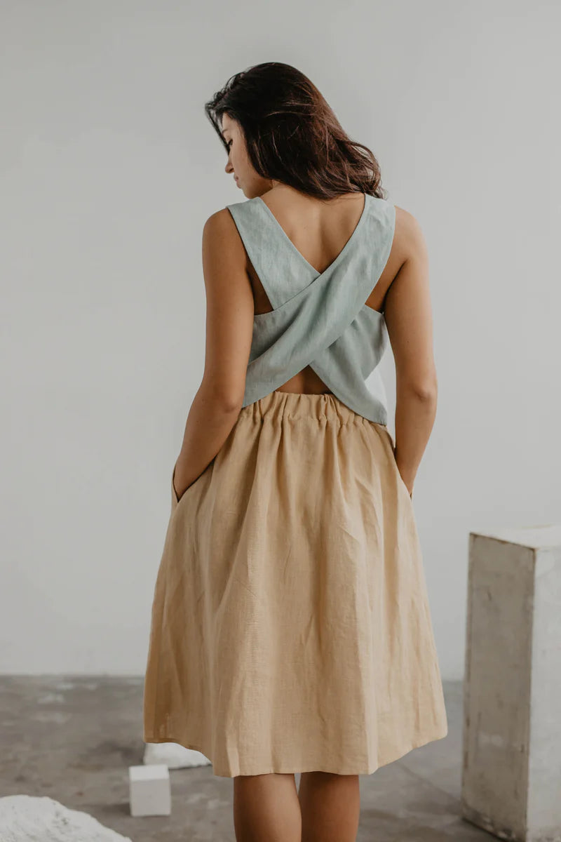 Daisy Linen Button Skirt