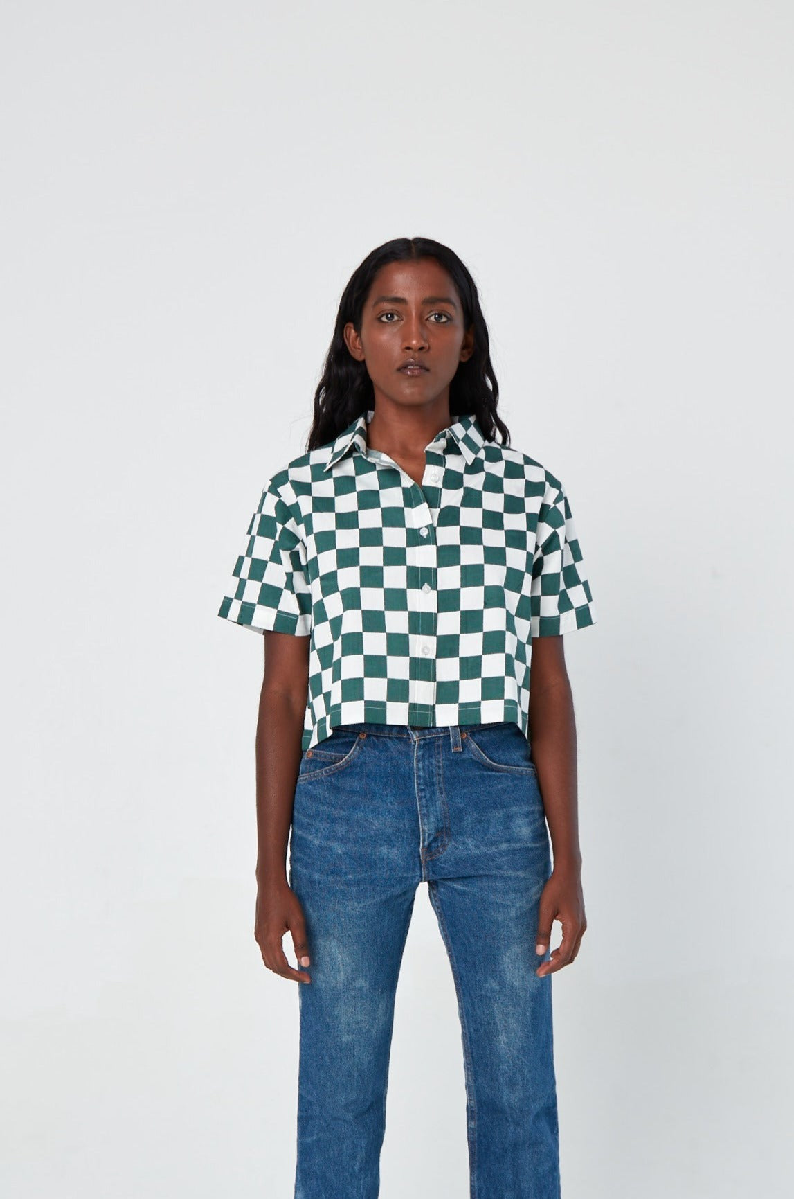 Cami Chessboard Crop Shirt