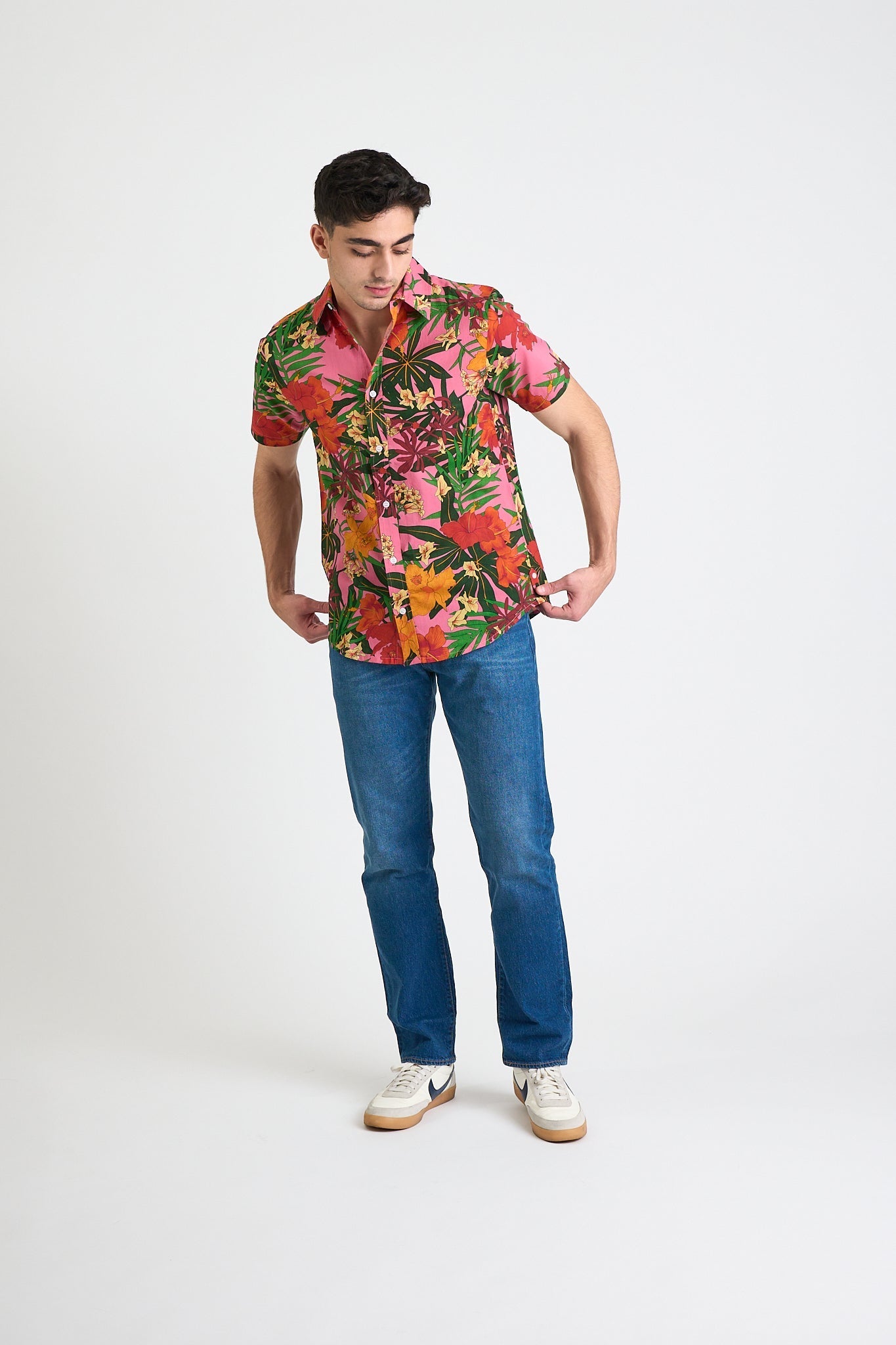 Men's Prat Short Sleeve Shirt - Pink Floral