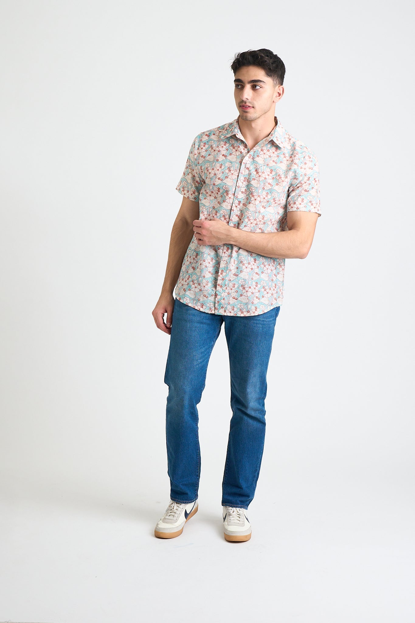 Men's Sheril Short Sleeve Shirt - Turquoise + White