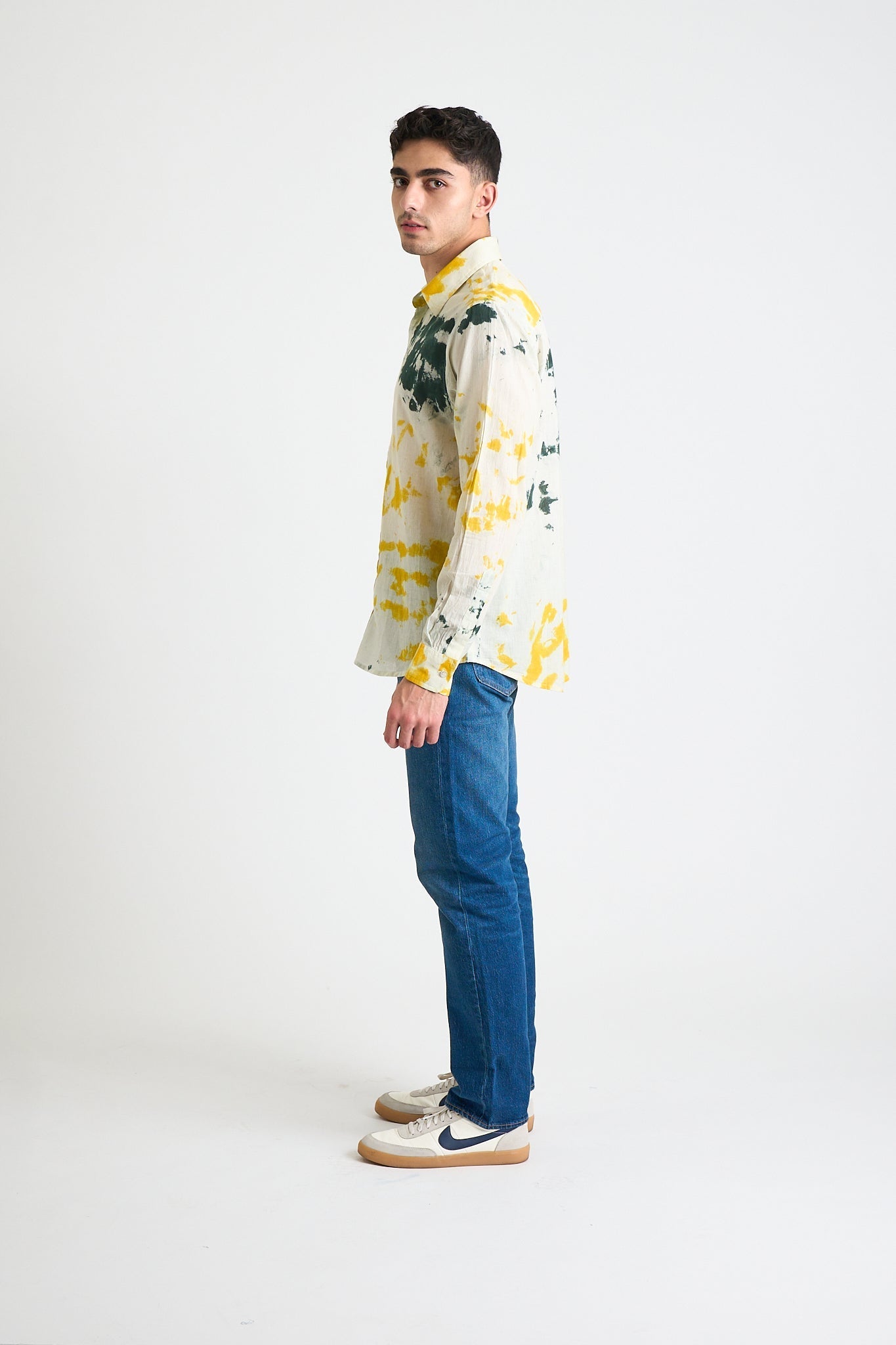 Men's Amir Long Sleeve Shirt - Yellow + Green