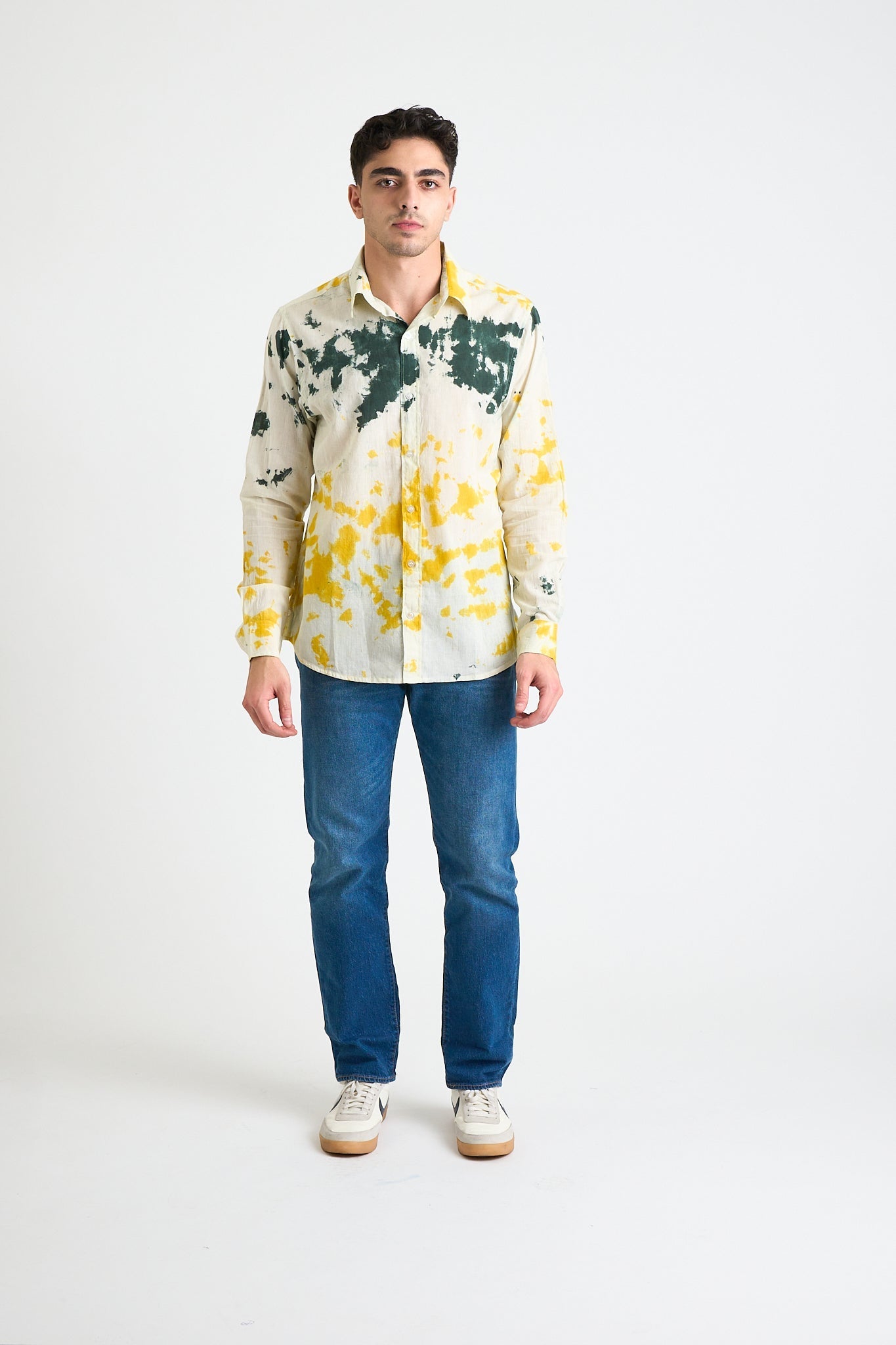 Men's Amir Long Sleeve Shirt - Yellow + Green