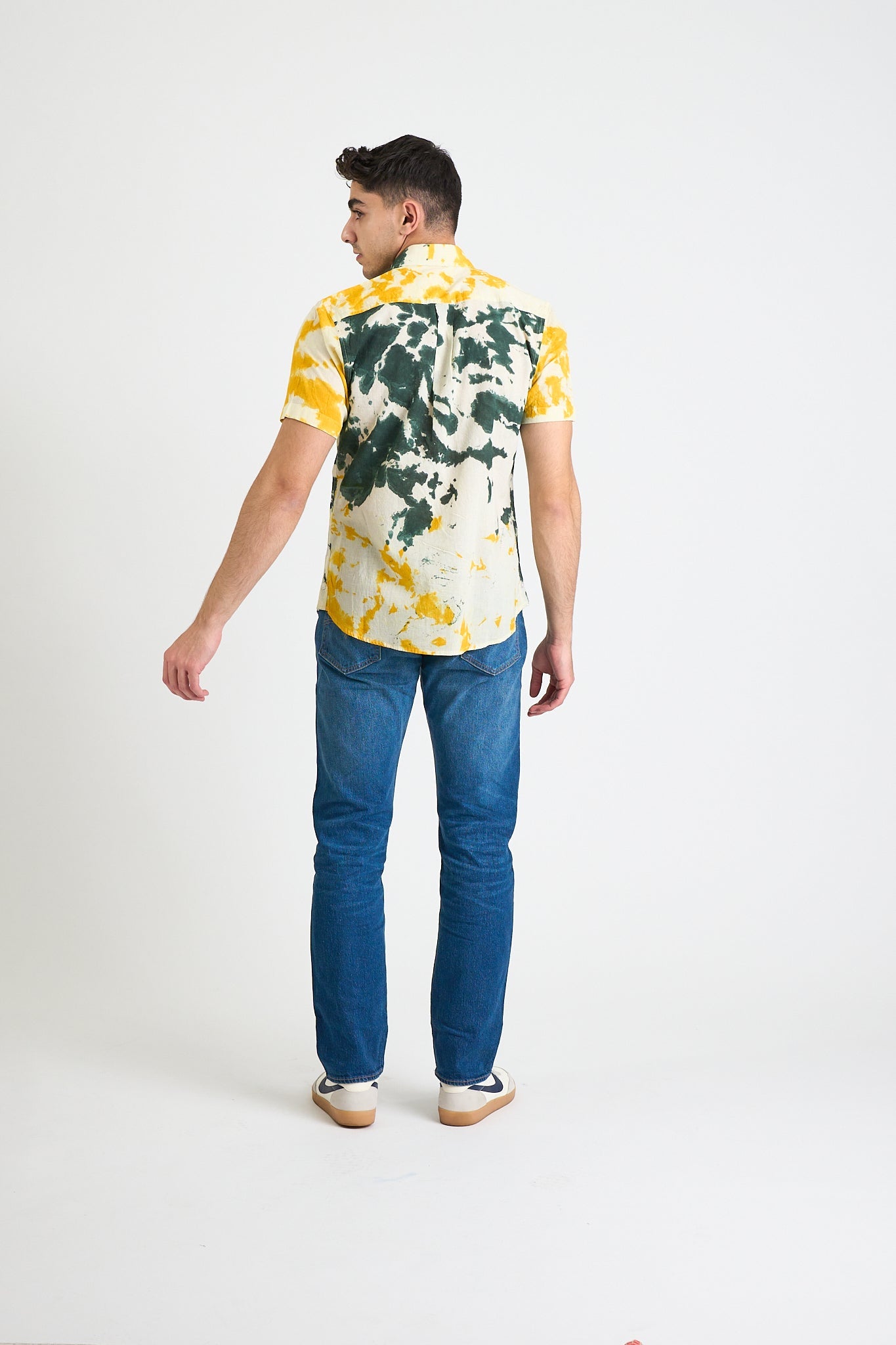 Men's Sheril Short Sleeve Shirt - Yellow +Green Lime