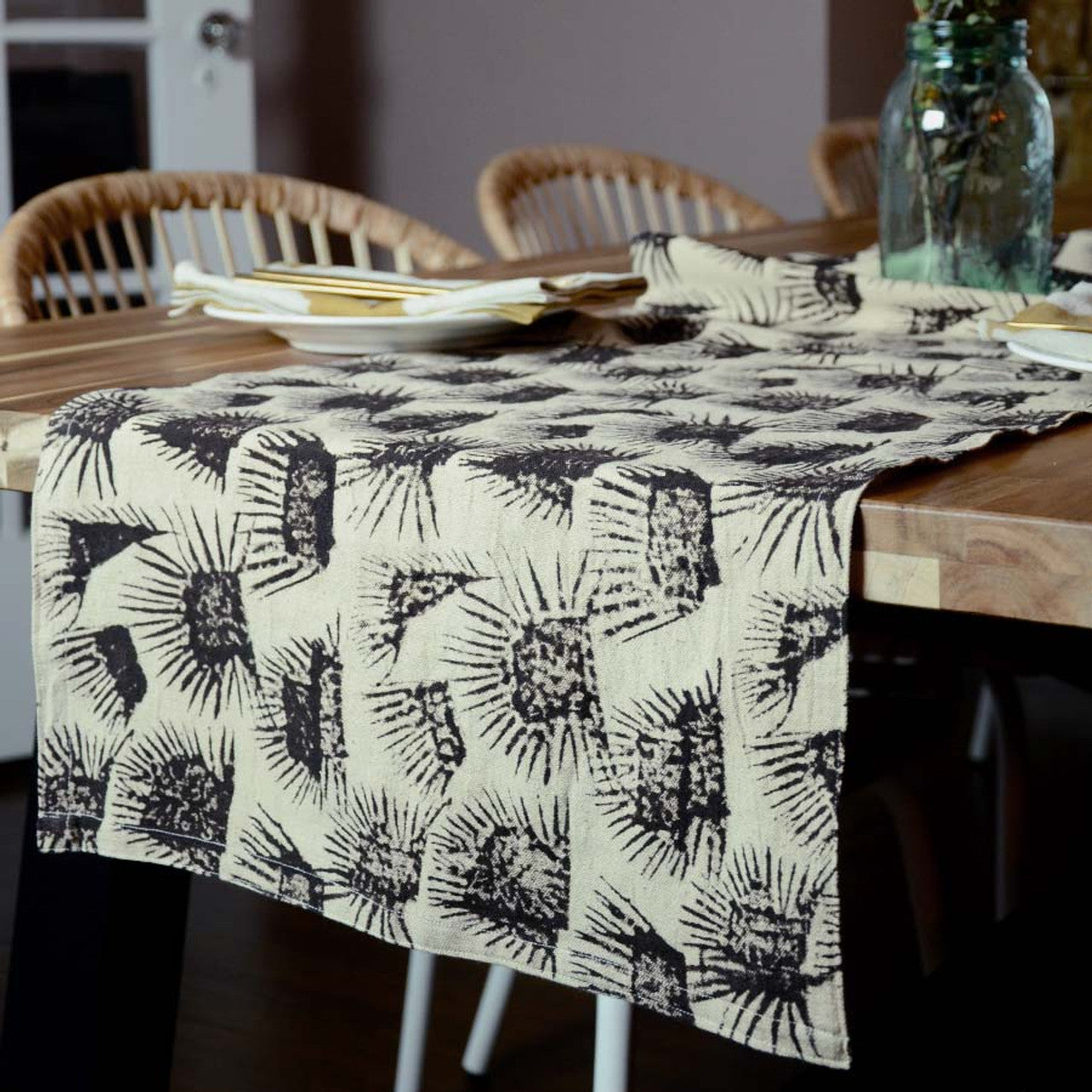 Fern Black Table Runner