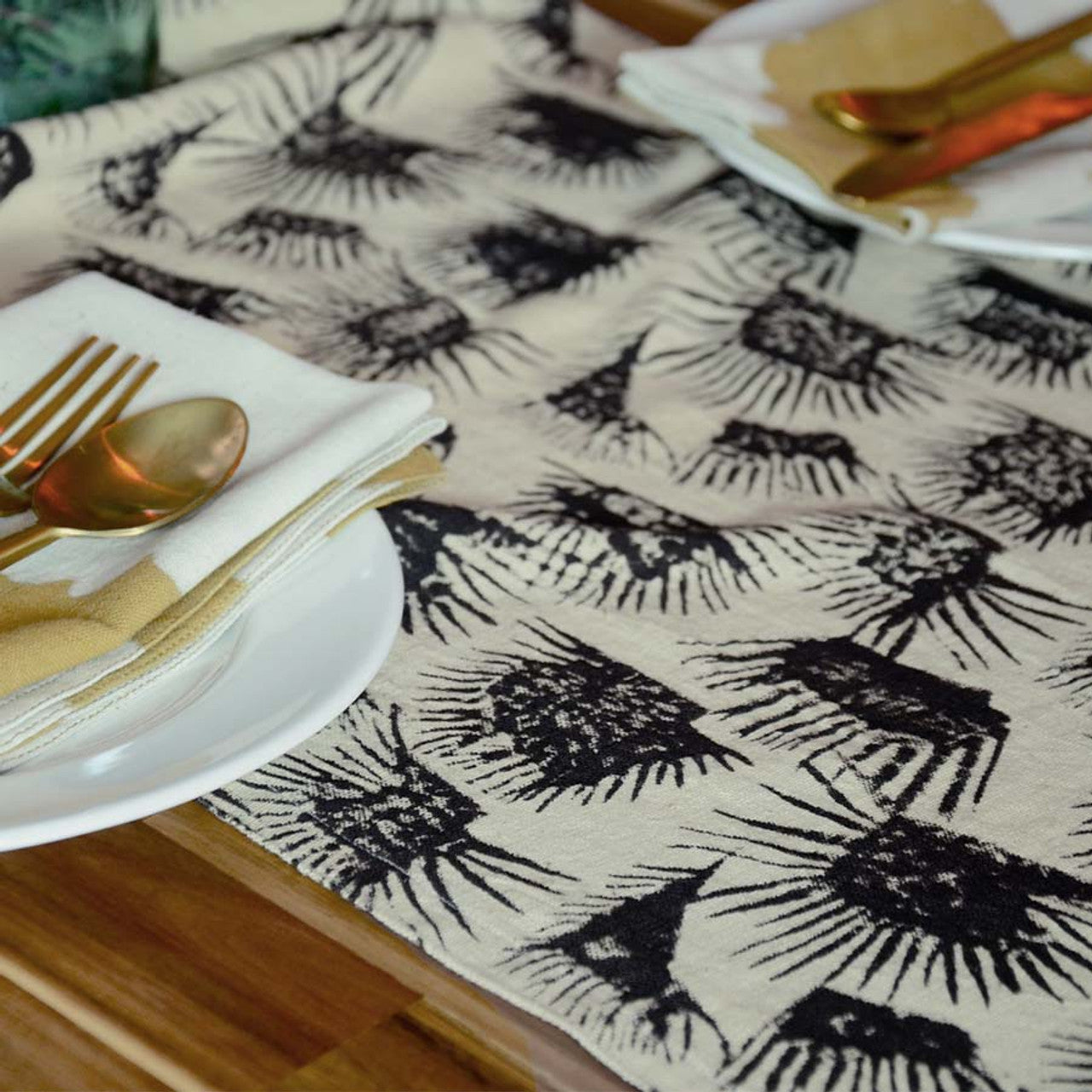 Fern Black Table Runner