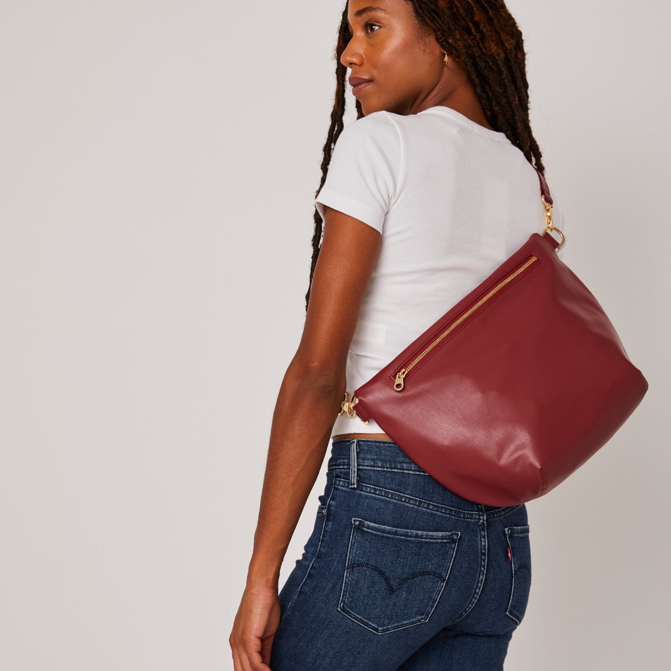 Gala Apple Leather Hobo Fanny Bag