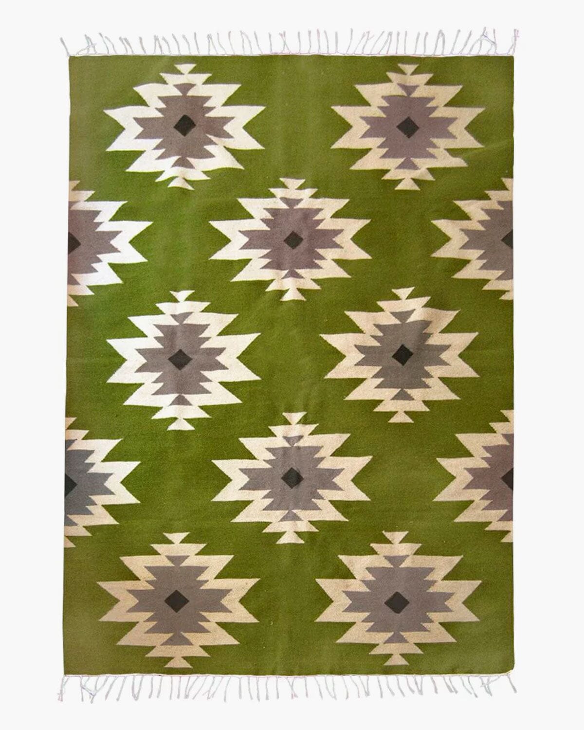 Green Medallions Wool Runner / Rug