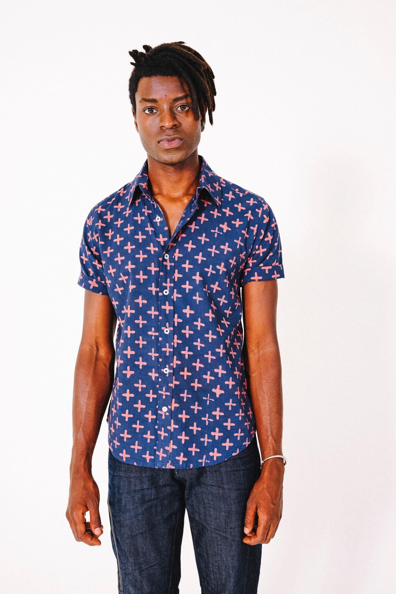 Aby Short Sleeve Shirt - Navy Plus Sign