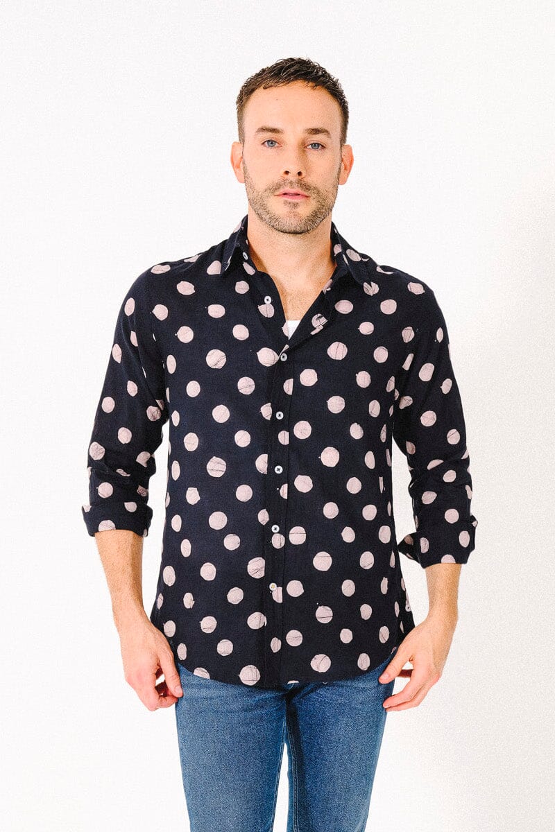 Amir Long Sleeve Shirt - Black and White Dots