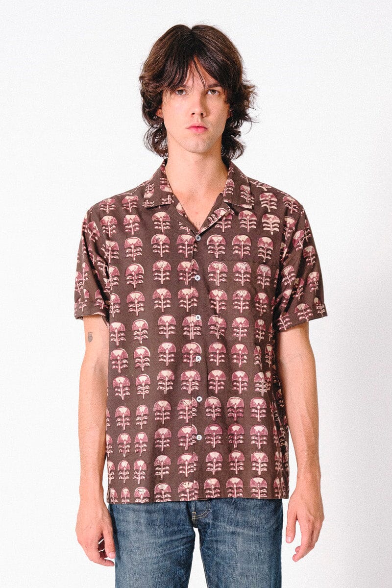 Don Camp Collar Shirt - Brown Motif