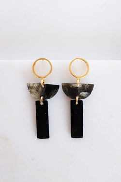 Con Dao II Horn Post Dangle Earrings - Dark