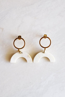 Hathorway Hanh Tinh Geo Icon Buffalo Horn Post Earrings Earrings Hathorway Cream