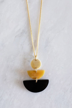 Hathorway Saigon Geometric Buffalo Horn Pendant Necklace Necklaces Hathorway Mixed Colors