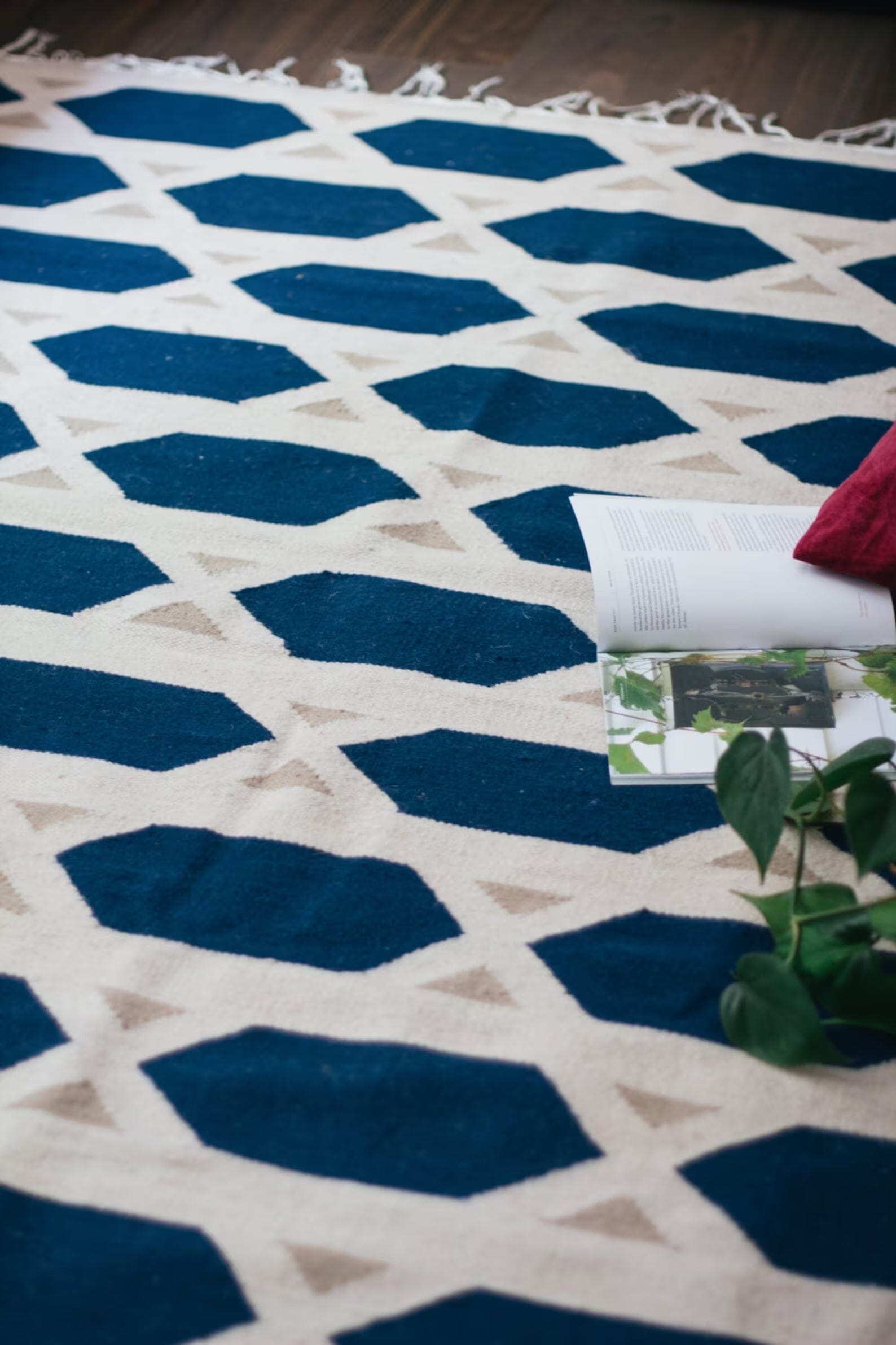 Hexa Blue Wool Rug