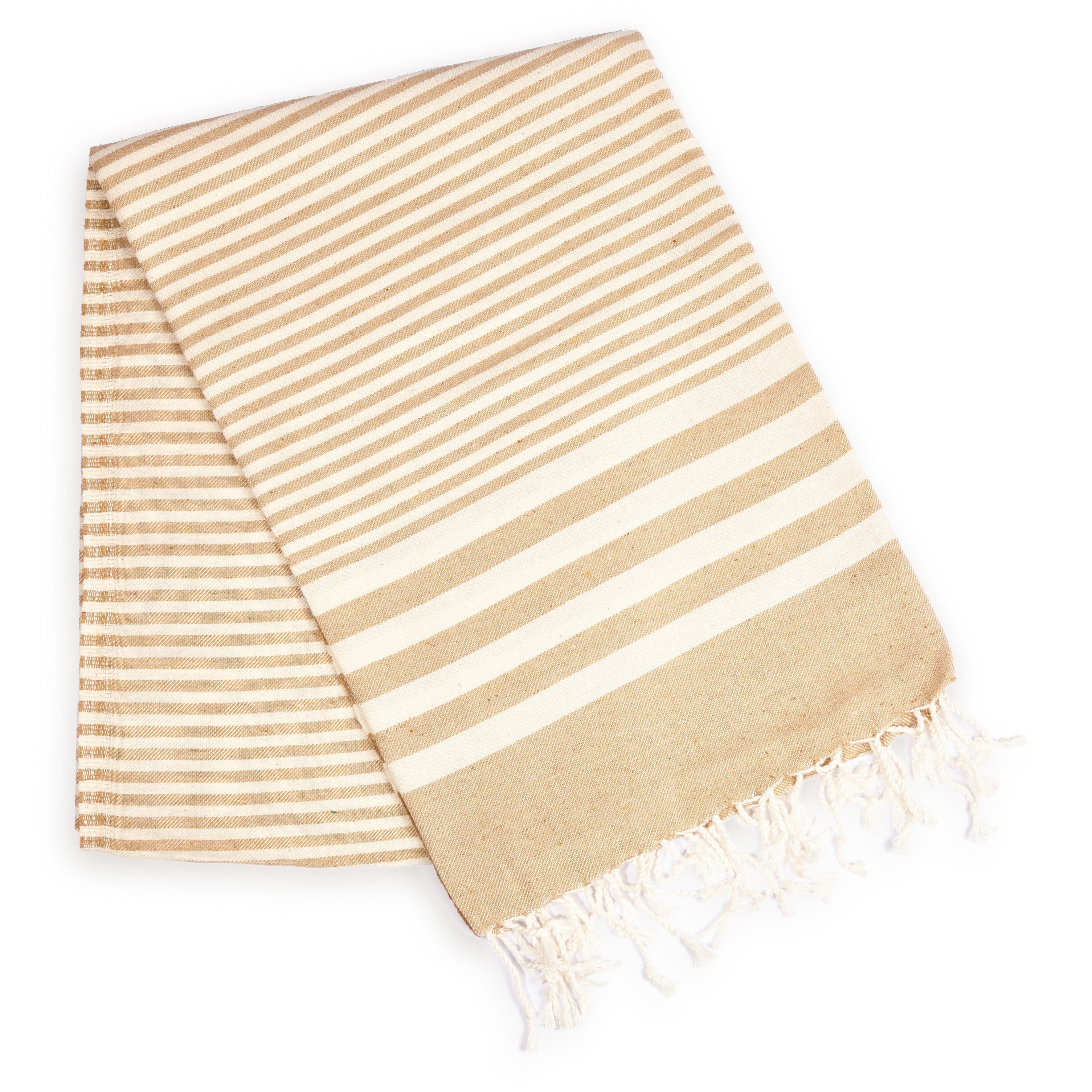 Fethiye Upcycled Turkish Towel / Blanket - Beige