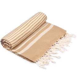 Fethiye Upcycled Turkish Towel / Blanket - Beige