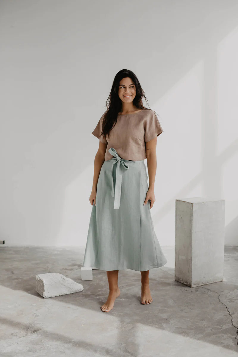 Iris Linen Wrap Skirt