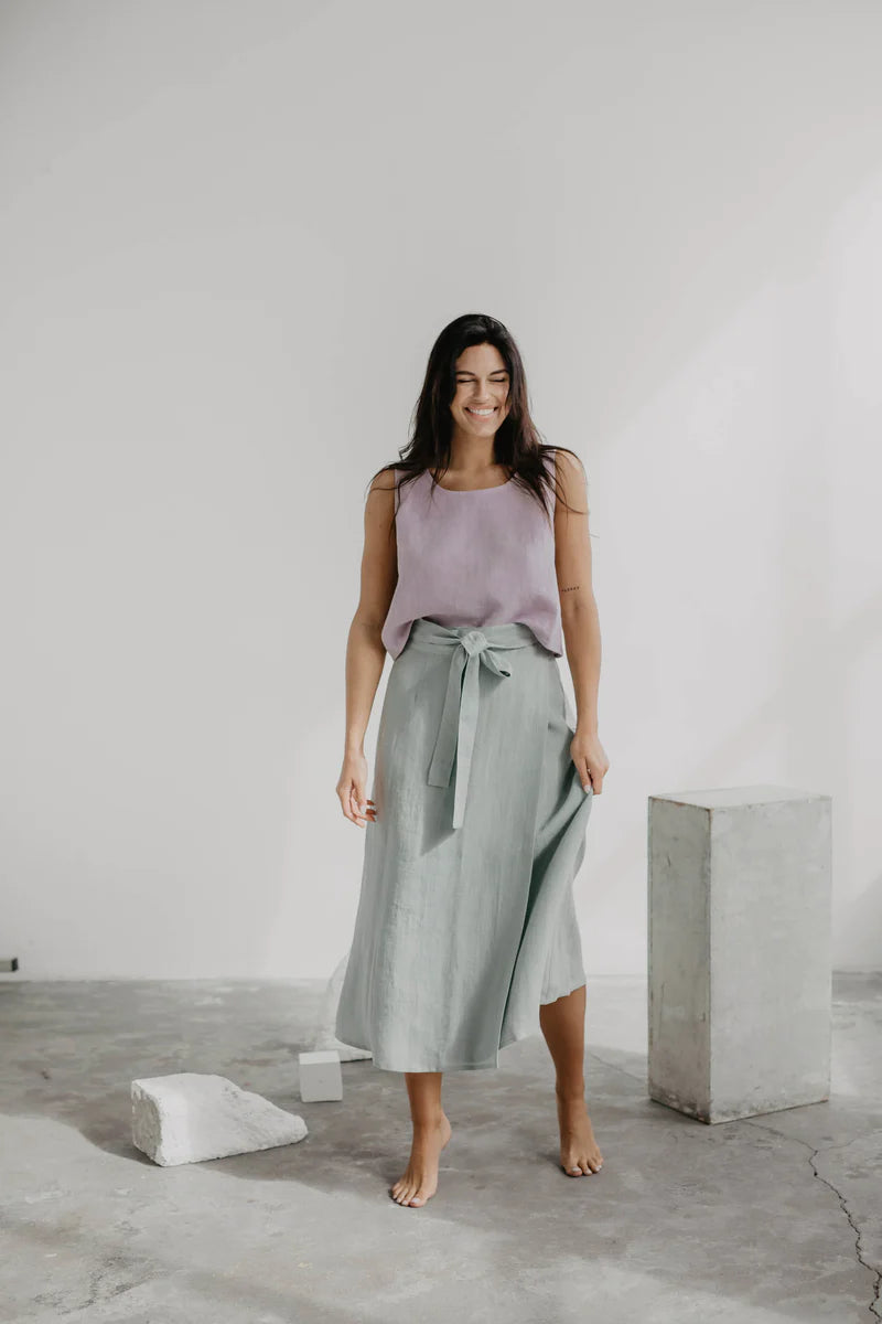 Iris Linen Wrap Skirt