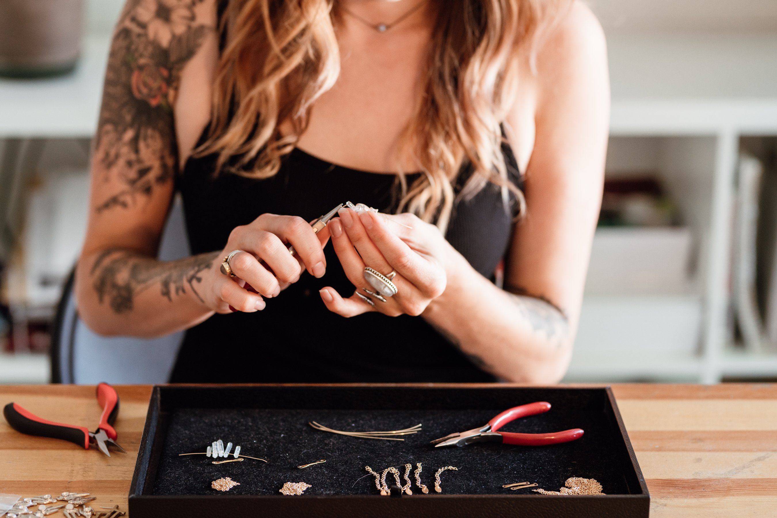 Herkimer Drop Earrings - Brass