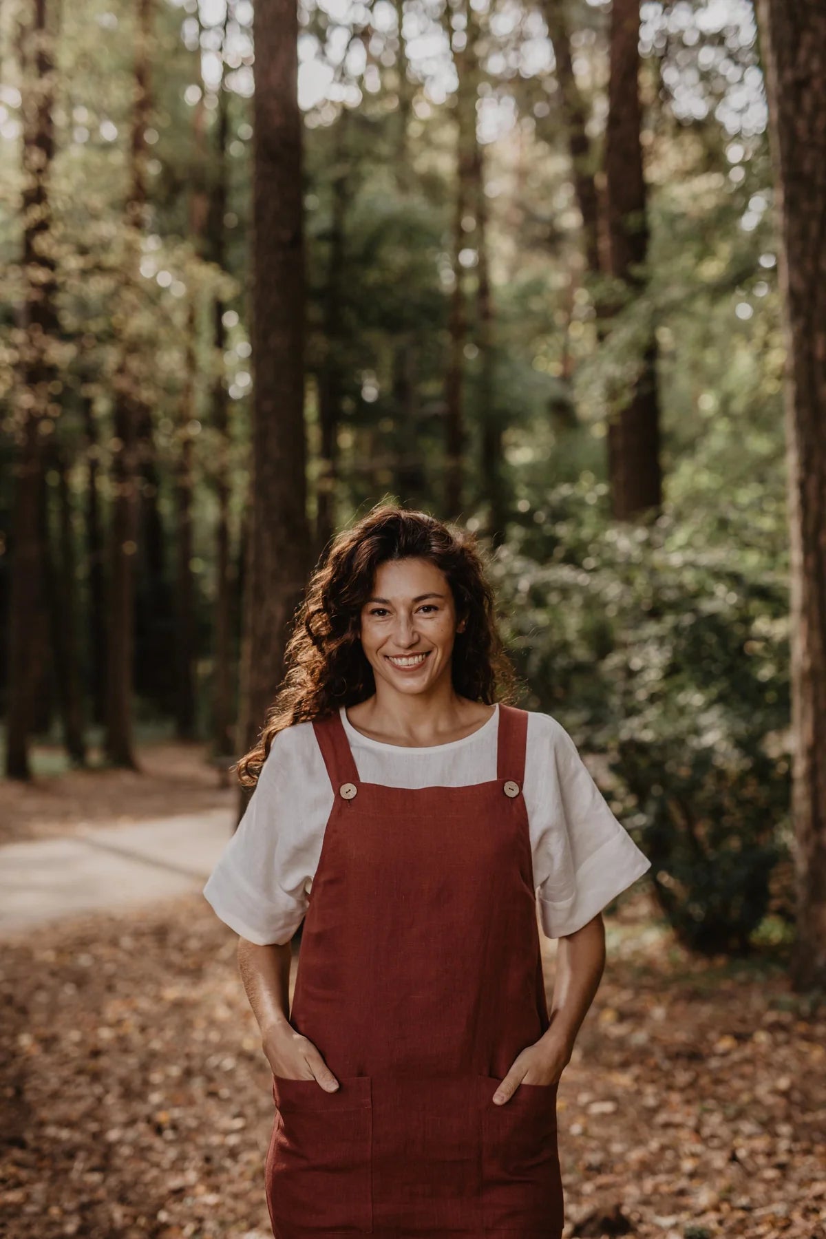 Jade Linen Apron Dress