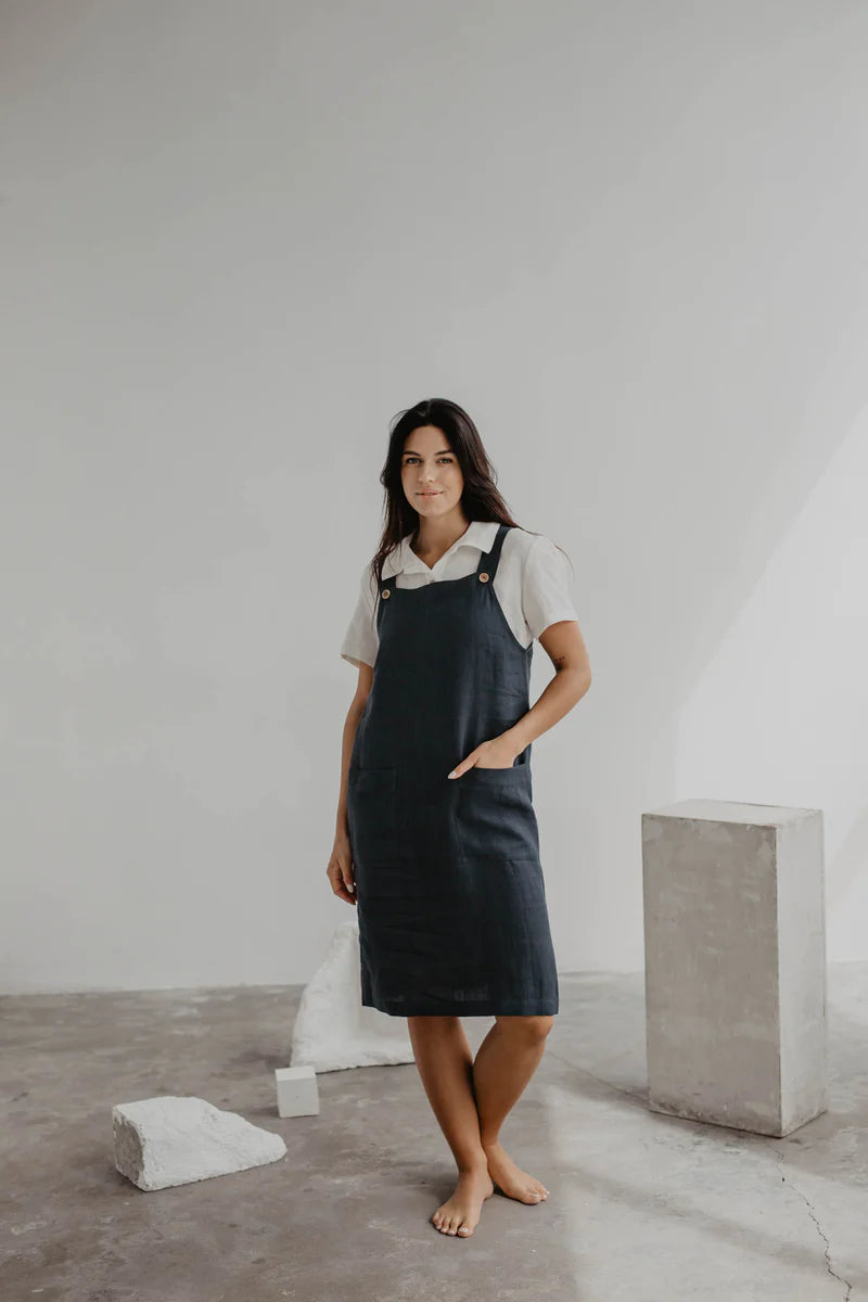 Jade Linen Apron Dress