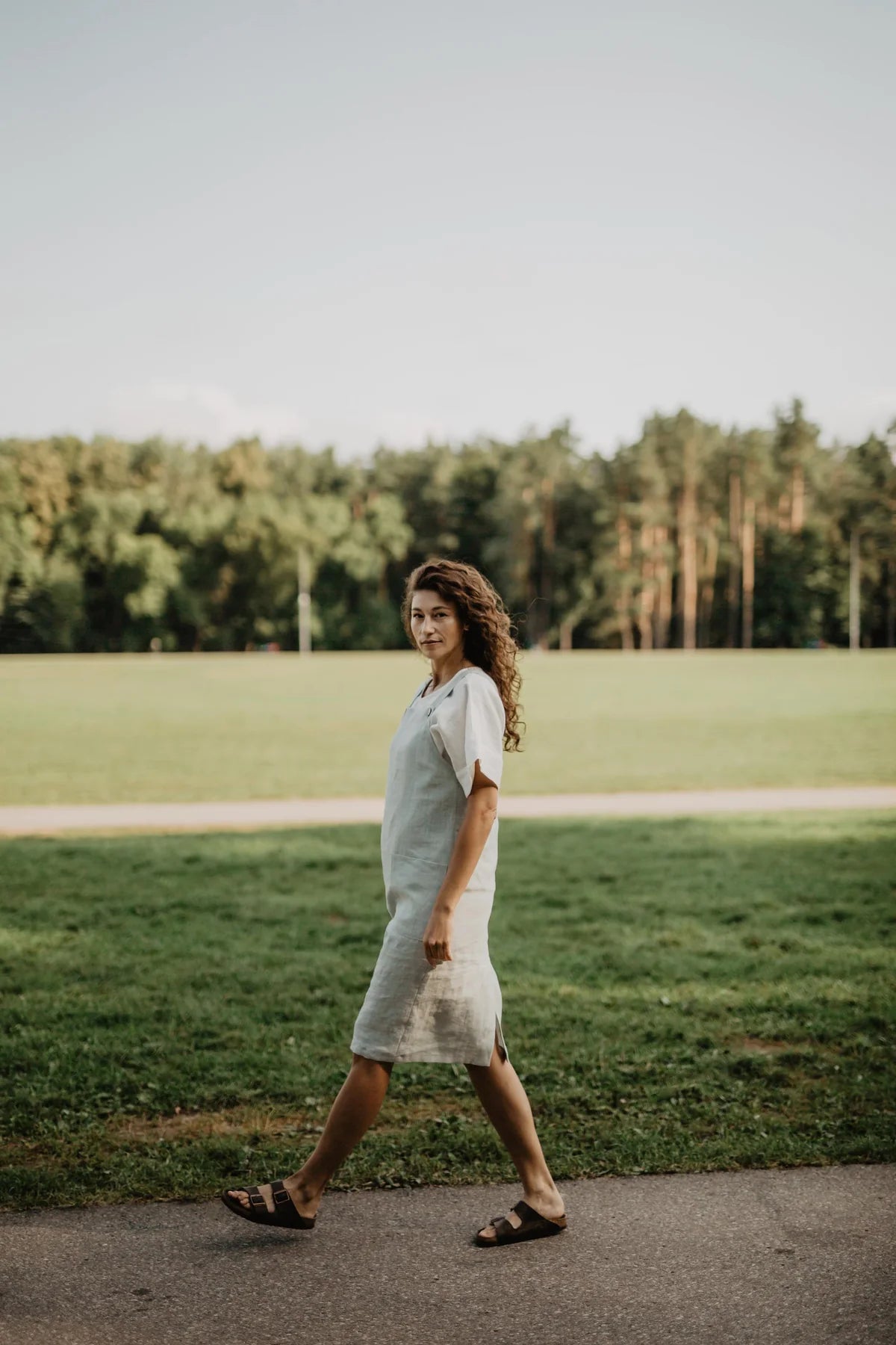 Jade Linen Apron Dress