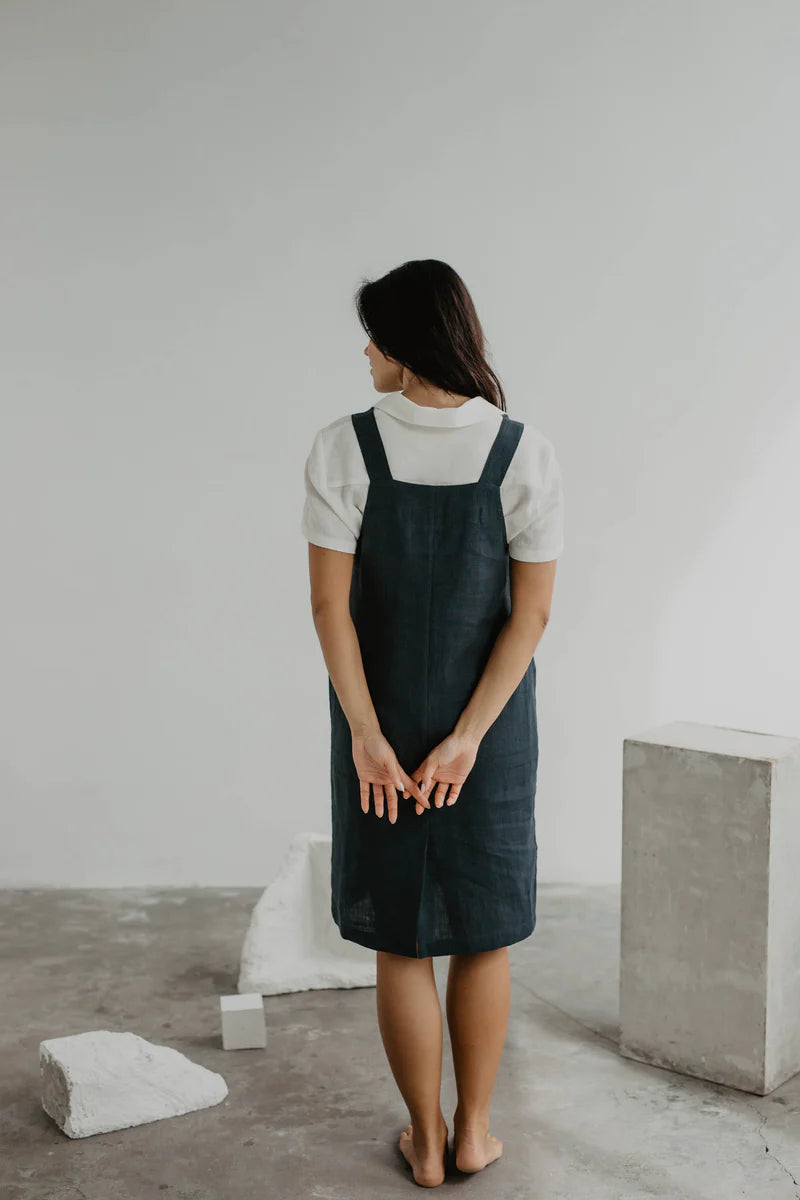 Jade Linen Apron Dress