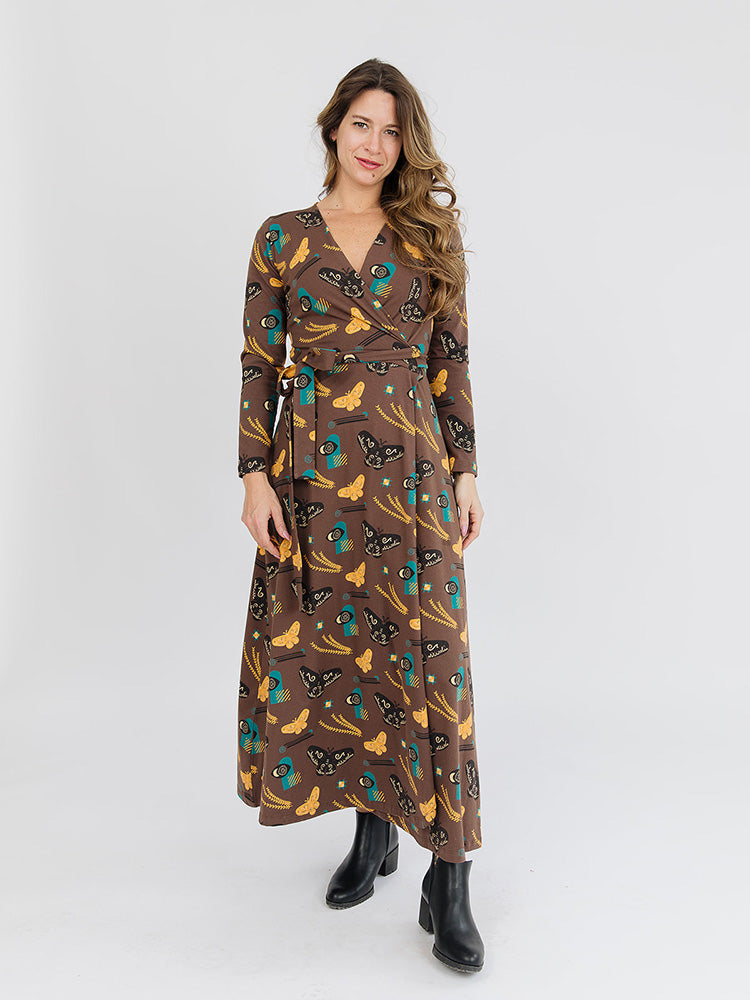 Katie Autumn Quilt Maxi Wrap Dress