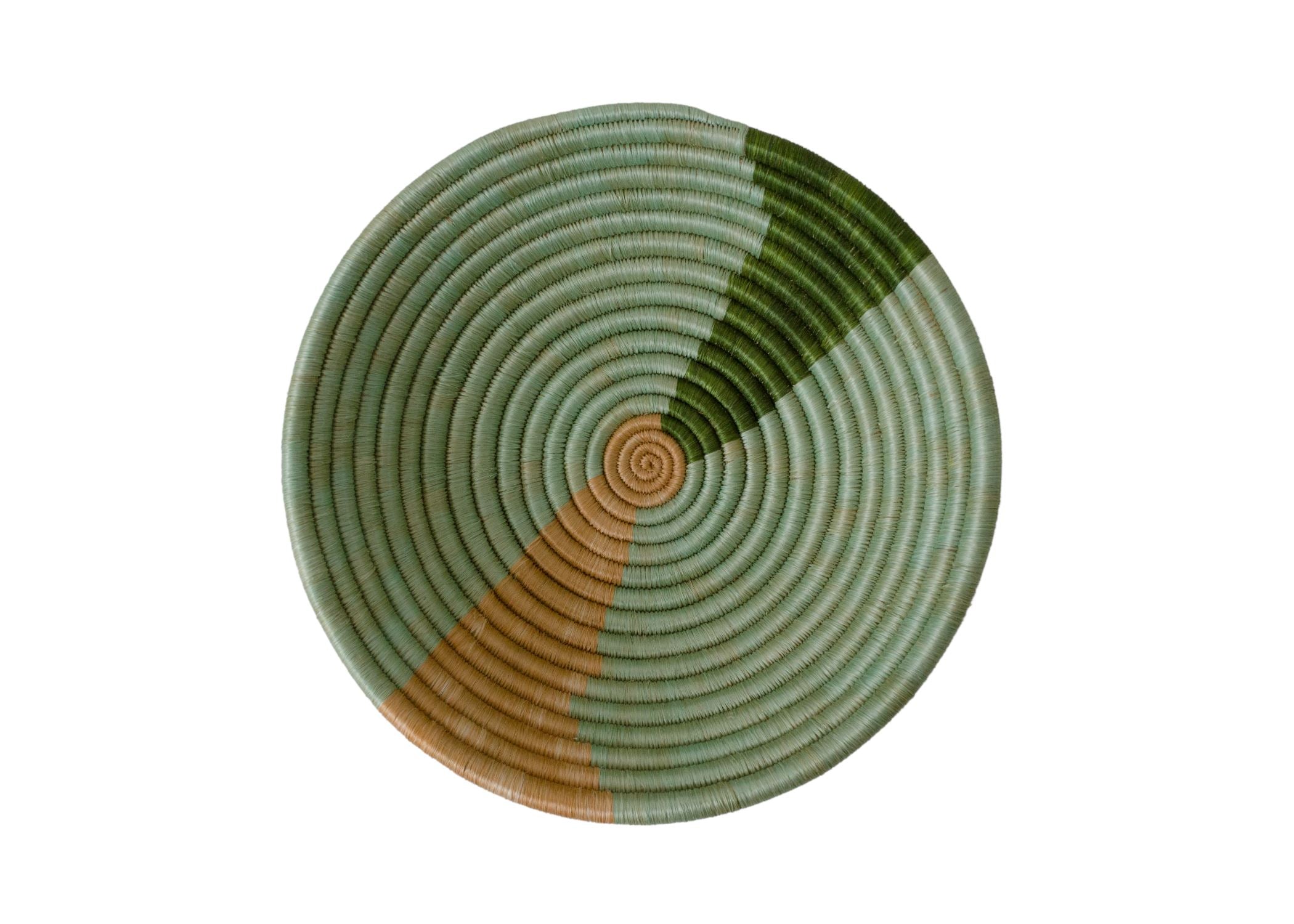 Apricot + Olive Striped Medium Round Basket