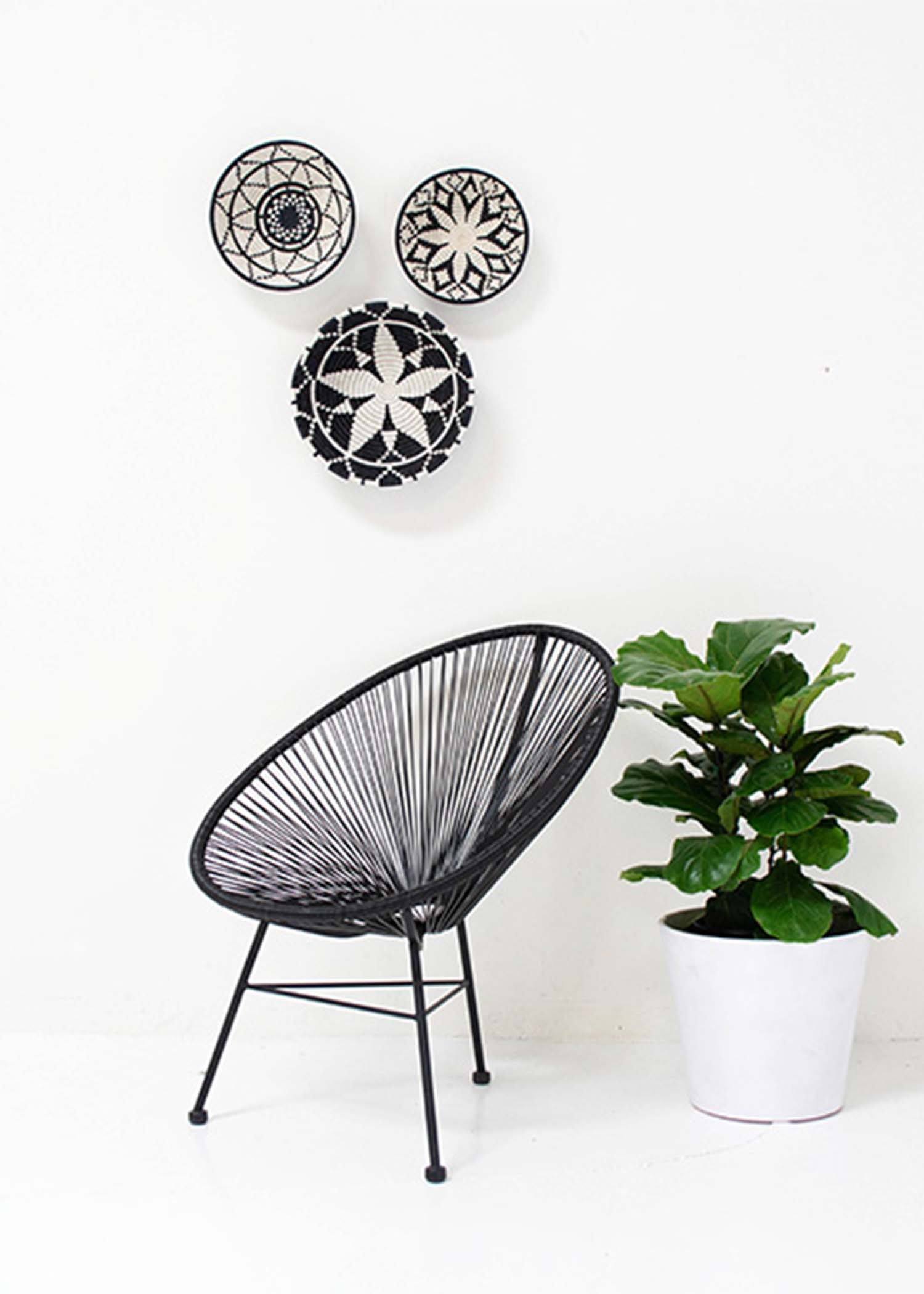 Large Black + White Thousand Hills Round Basket