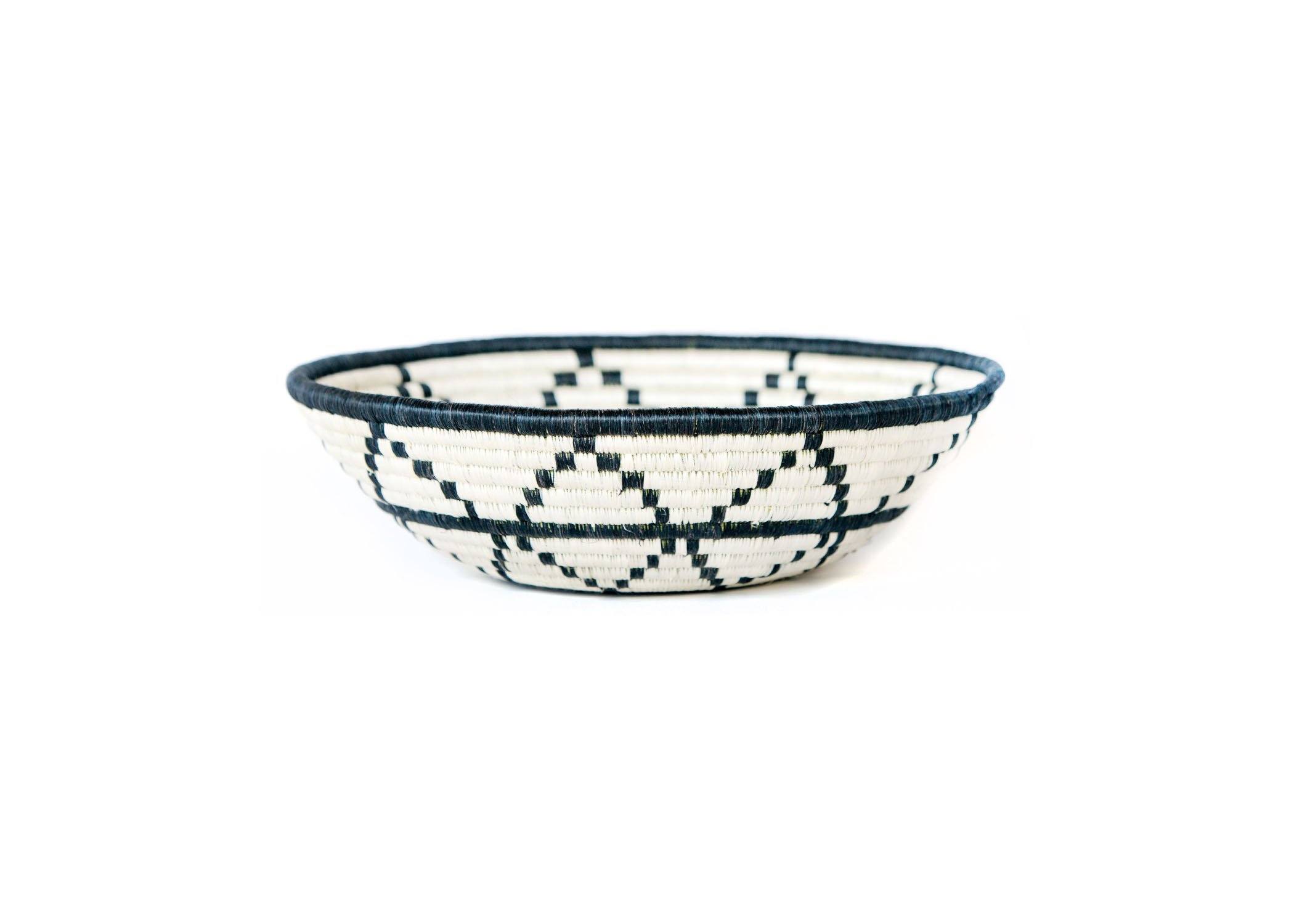 Large Black + White Thousand Hills Round Basket