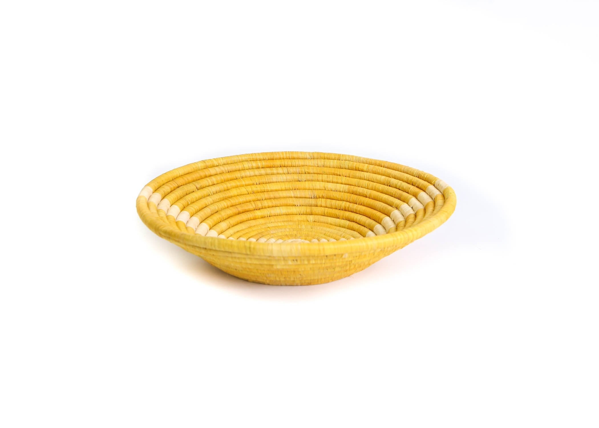 Large Mustard Striped Round Basket