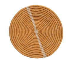 Large Tan Striped Round Basket