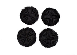 Black Fringed Raffia Coasters