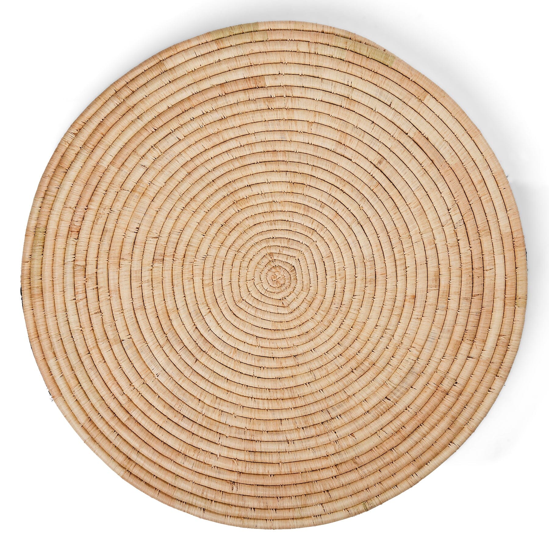 Black Handles + Natural Raffia Round Tray