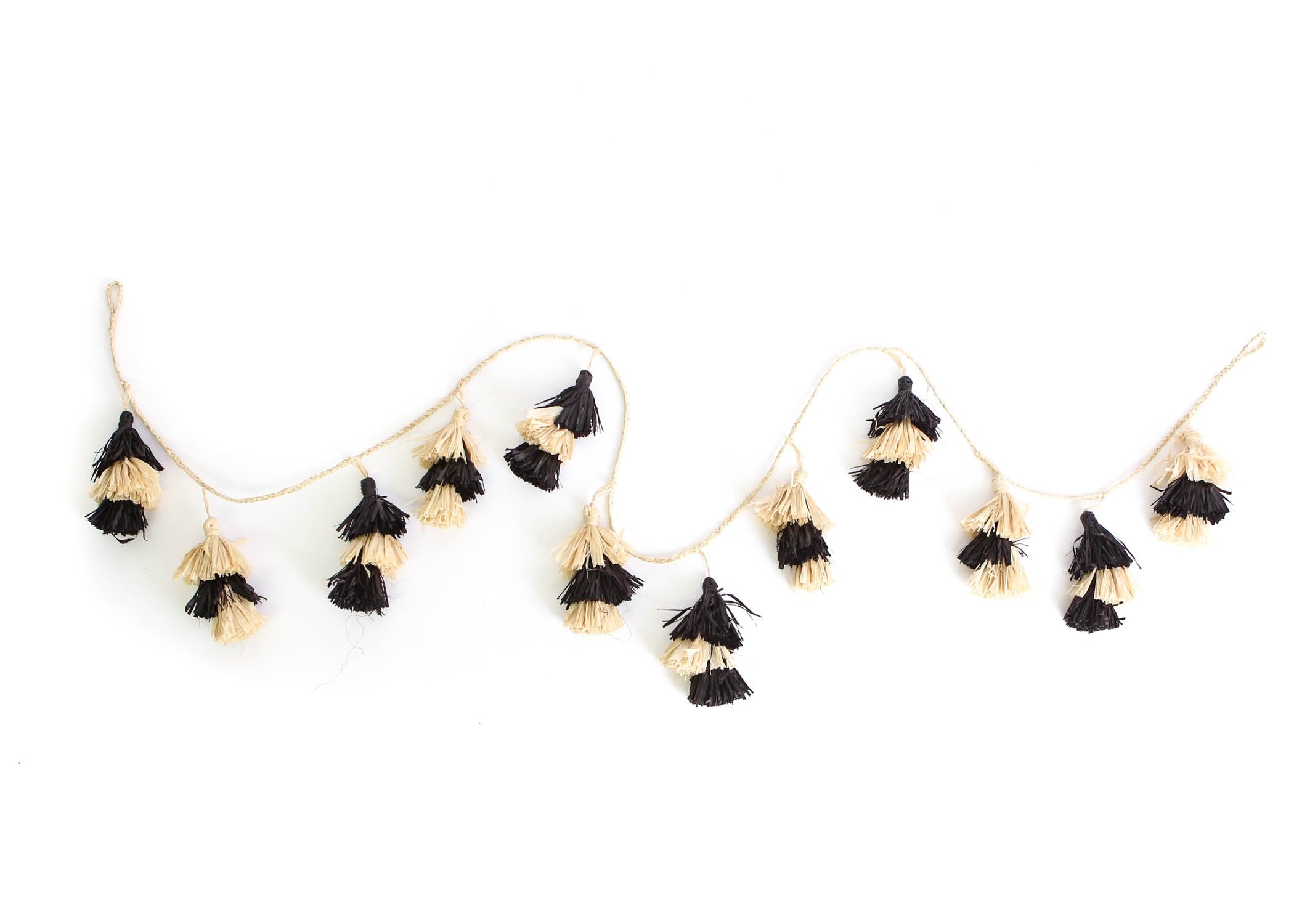 Black + Natural Tasseled Garland