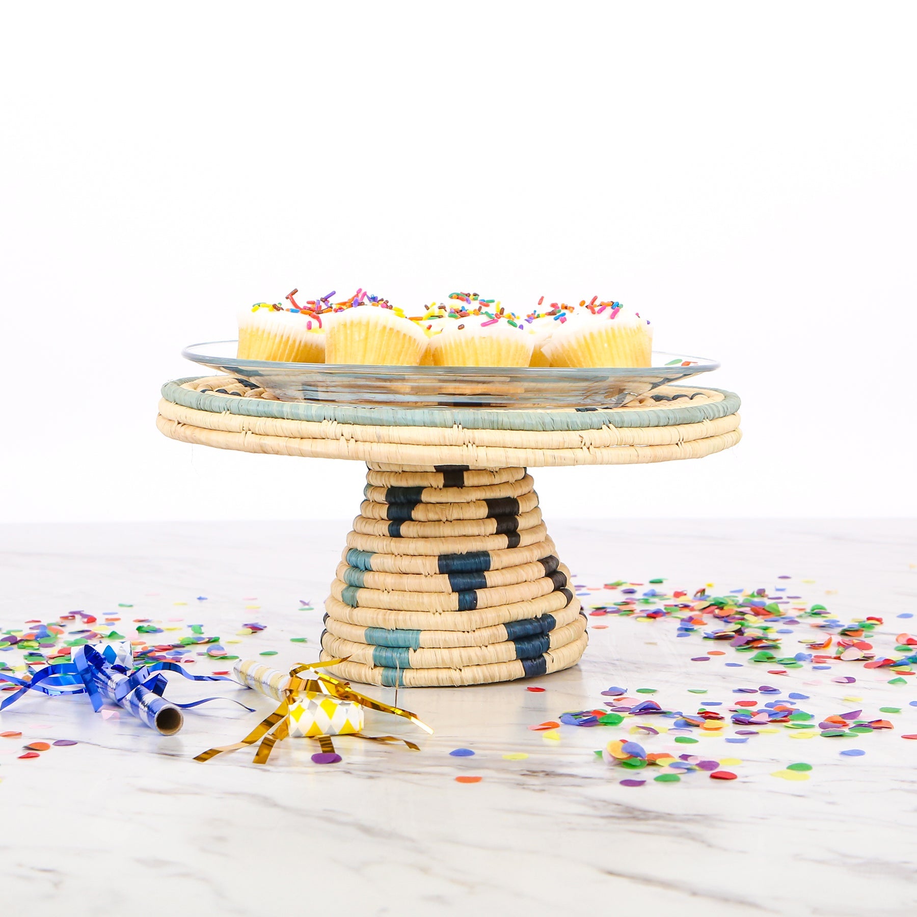 Blue Night Raffia Cake Stand