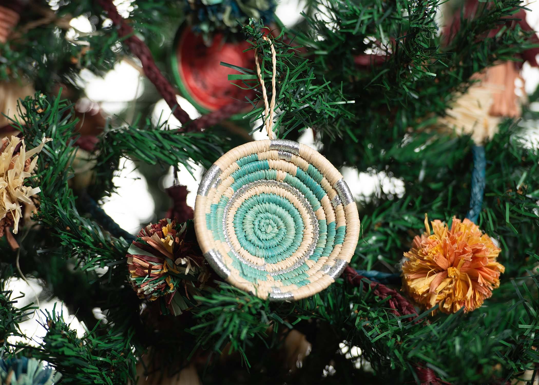 Blue + Silver Metallic Basket Ornament