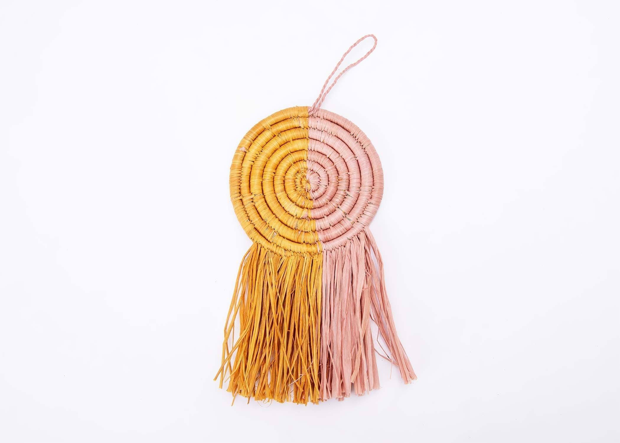 Blush + Mustard Fringed Disc Ornament