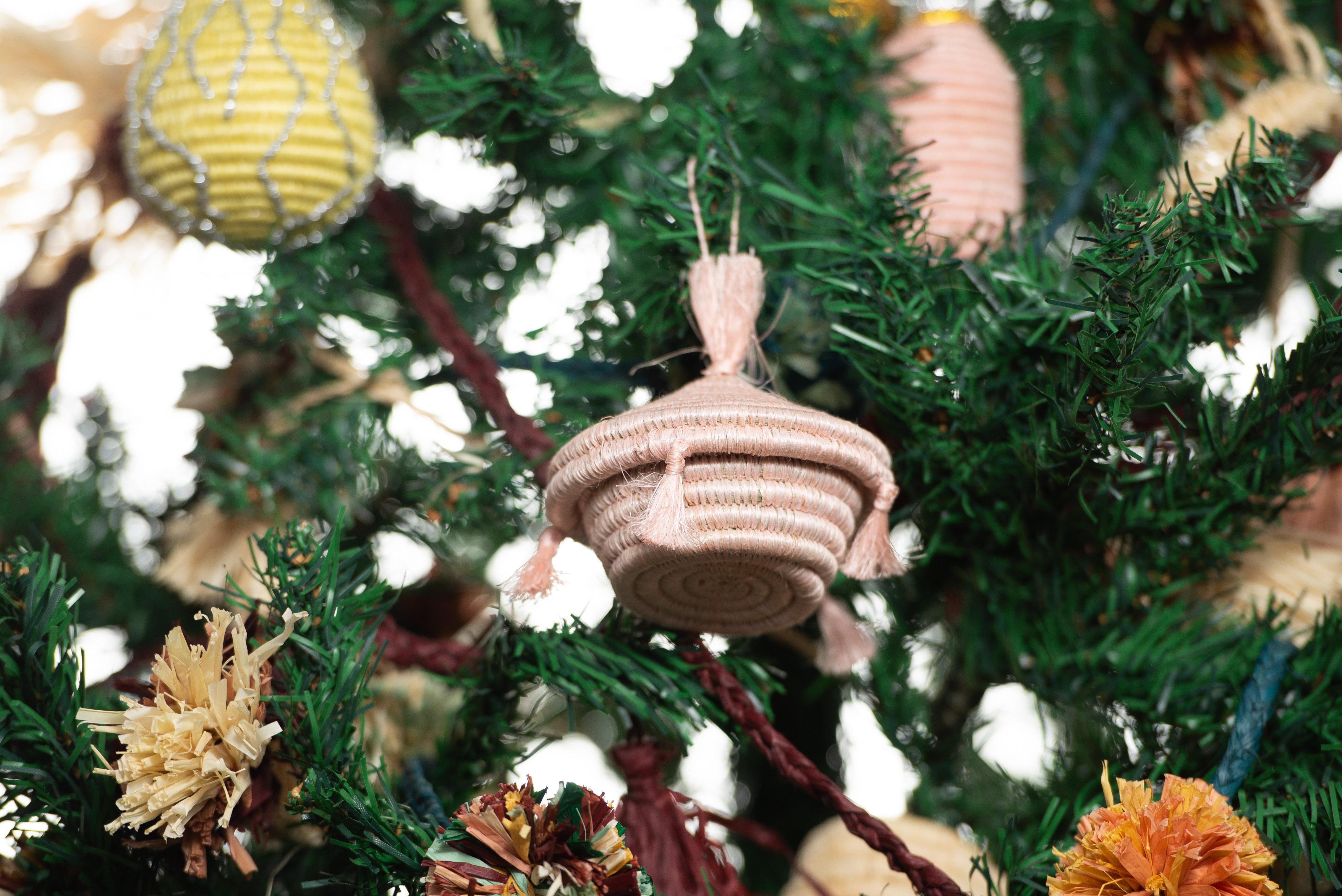 Blush Tasseled Box Ornament