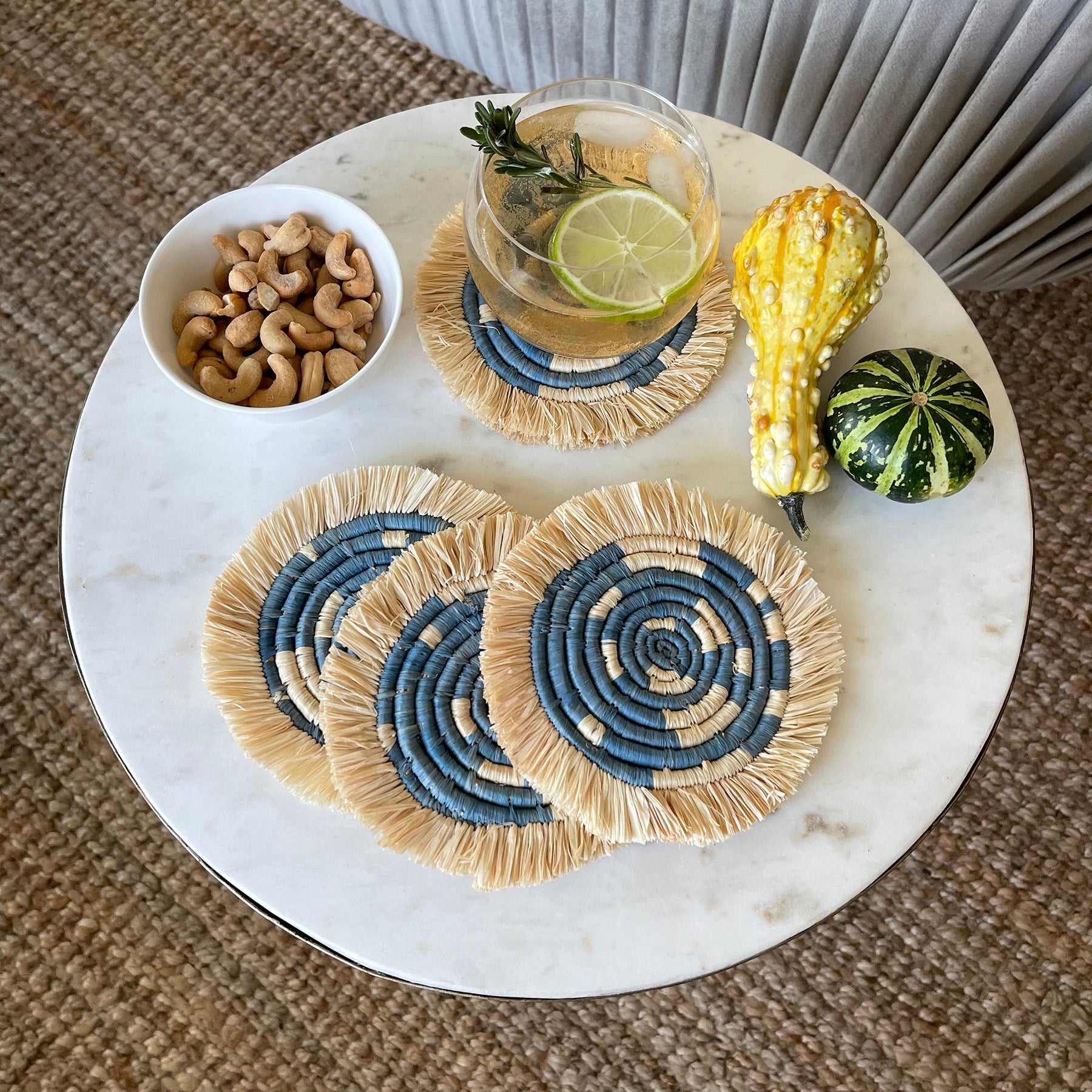 Coastal Minimalism Coasters with Fringe Set