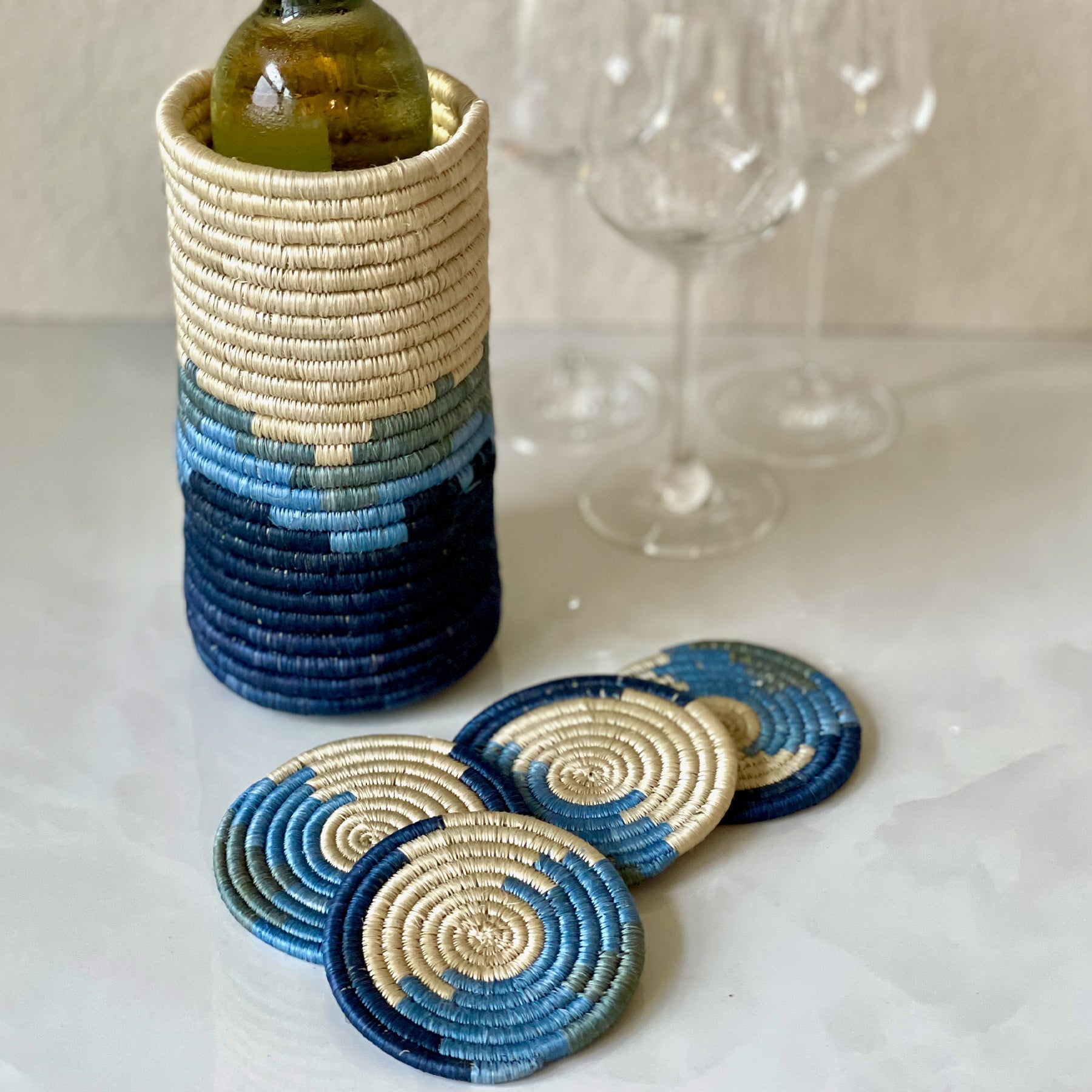 Coastal Minimalism Woven Coaster Set