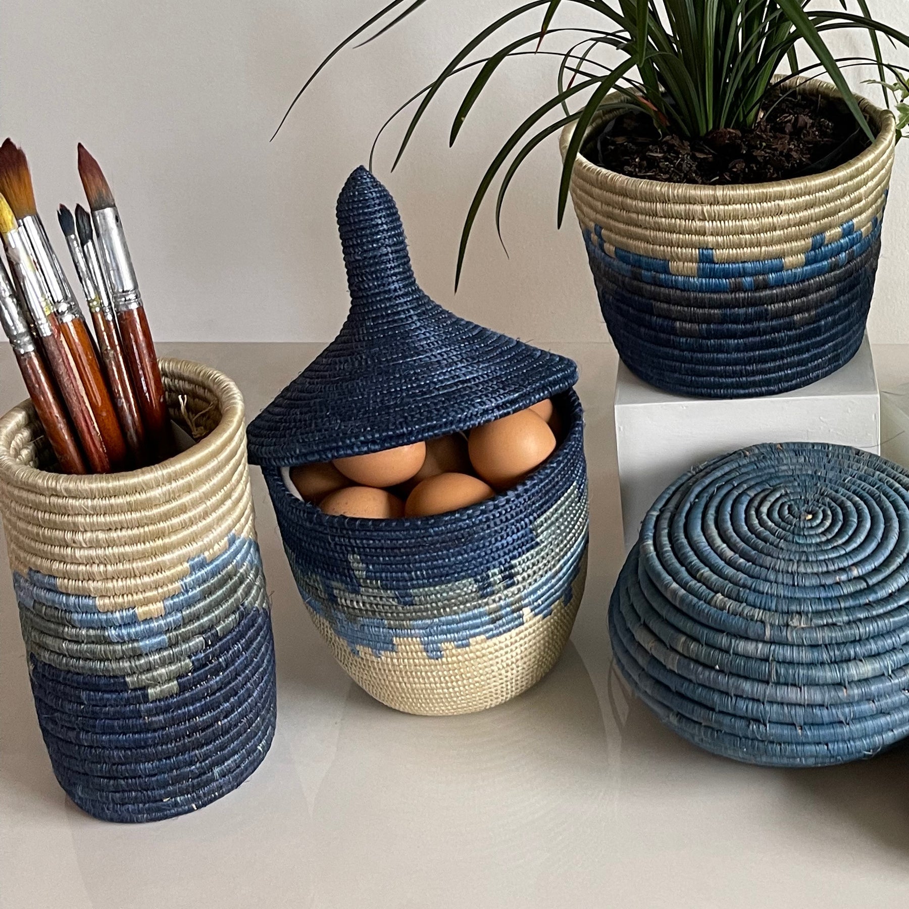 Coastal Minimalism Woven Lidded Container