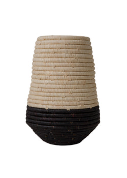 Dipped Black and Natural Raffia Vase