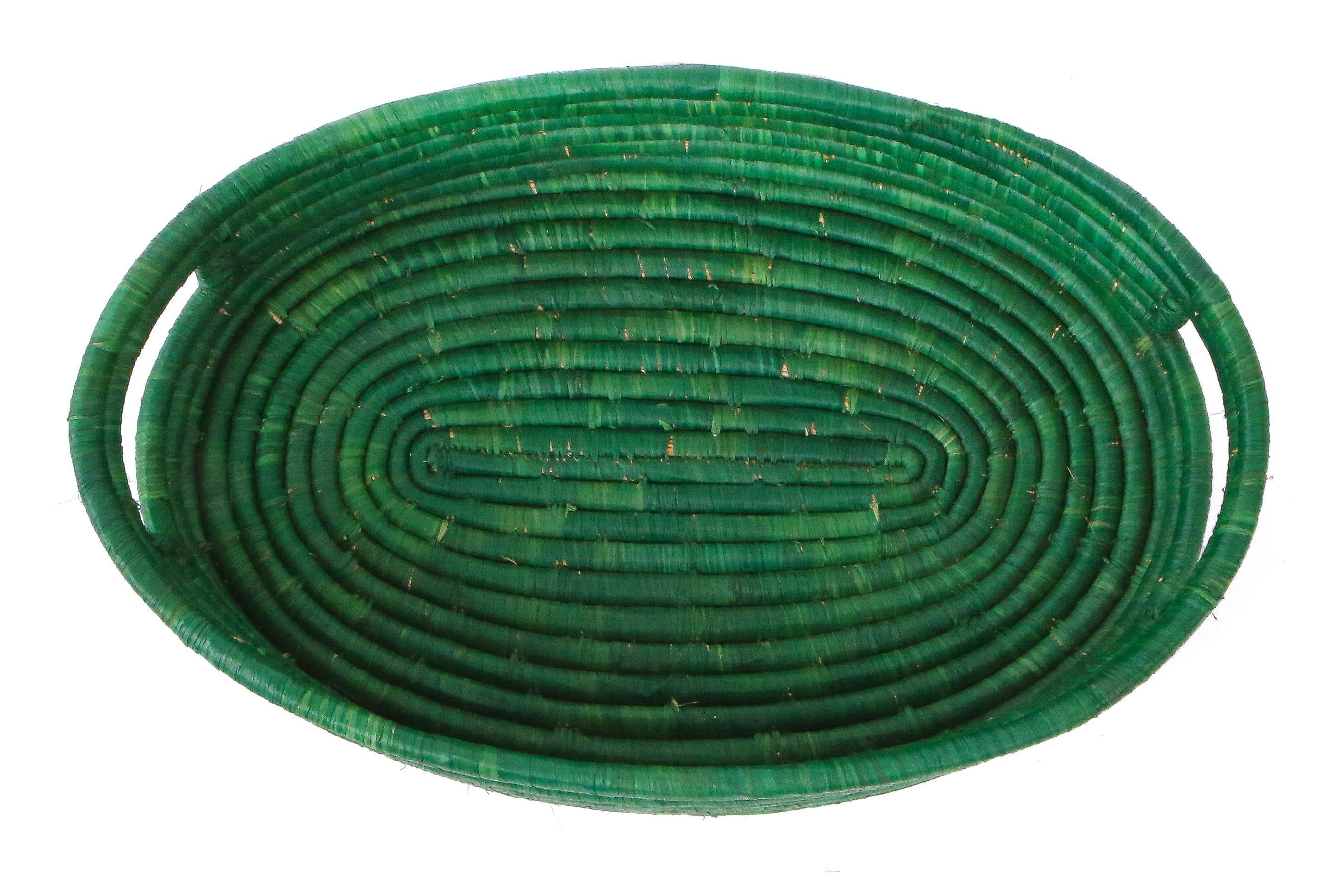 Evergreen Raffia Oval Tray