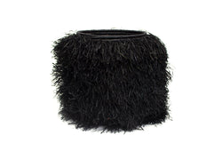 Black Raffia Fringed Black Planter / Side Table